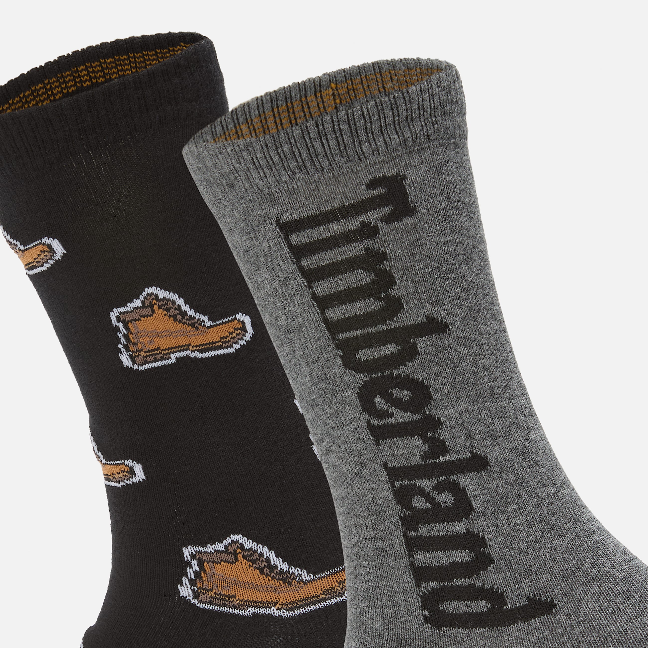 Timberland 2Pack AllOver Boot Print Crew Sock in Black TBL Black ALT2