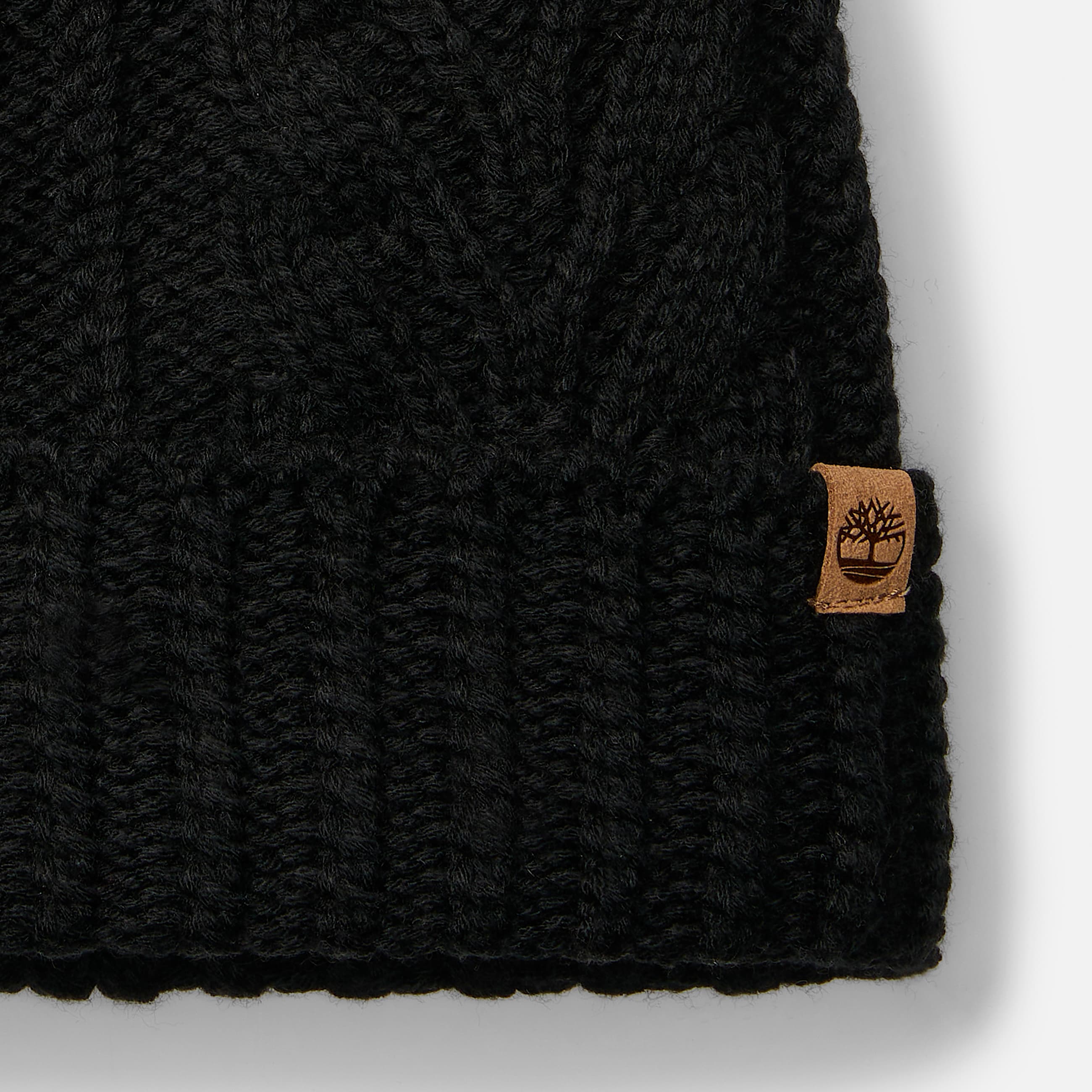 Cable Beanie with Pom in Black TBL Black ALT2