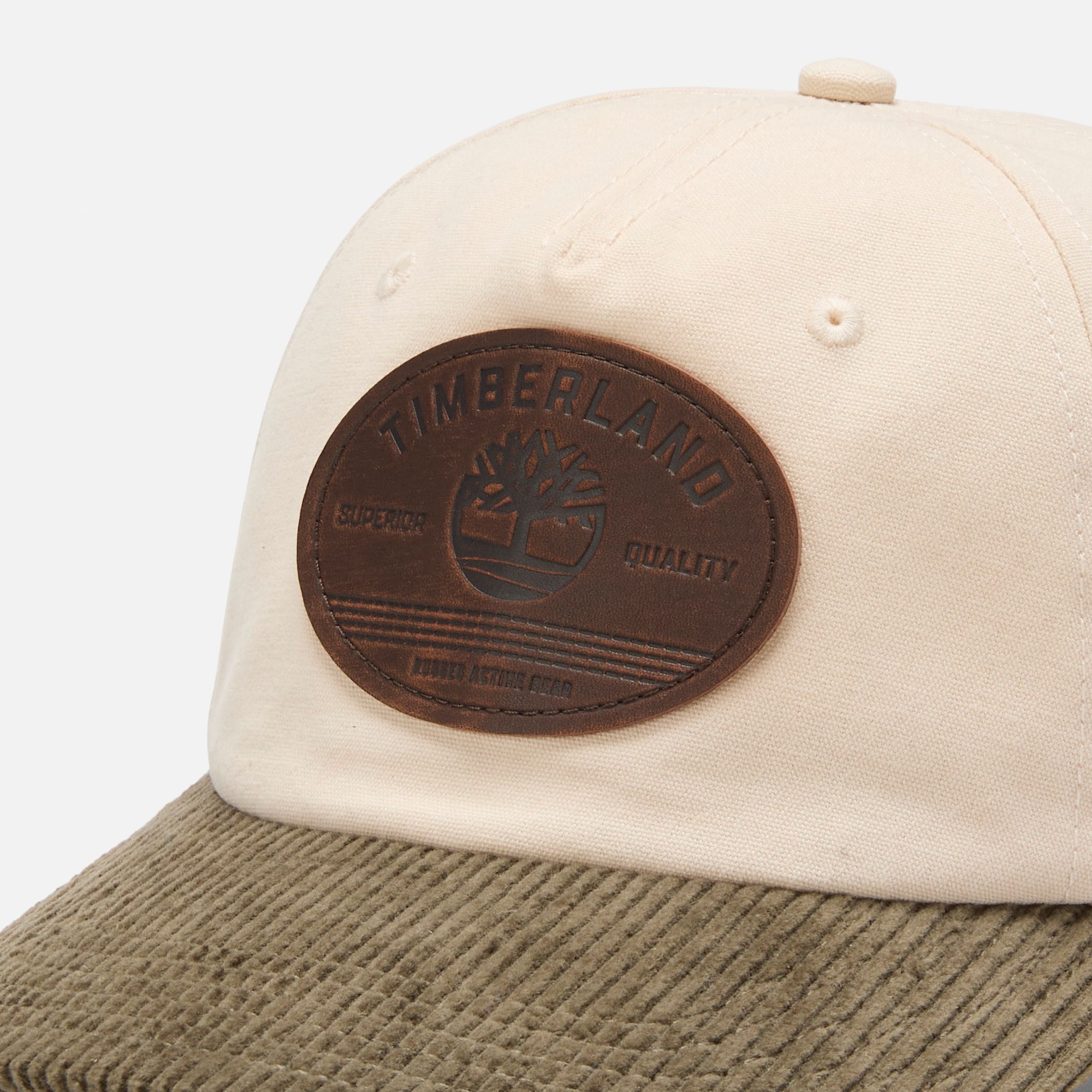 Canvas and Corduroy Baseball Cap for Men in Beige TBL Beige ALT2