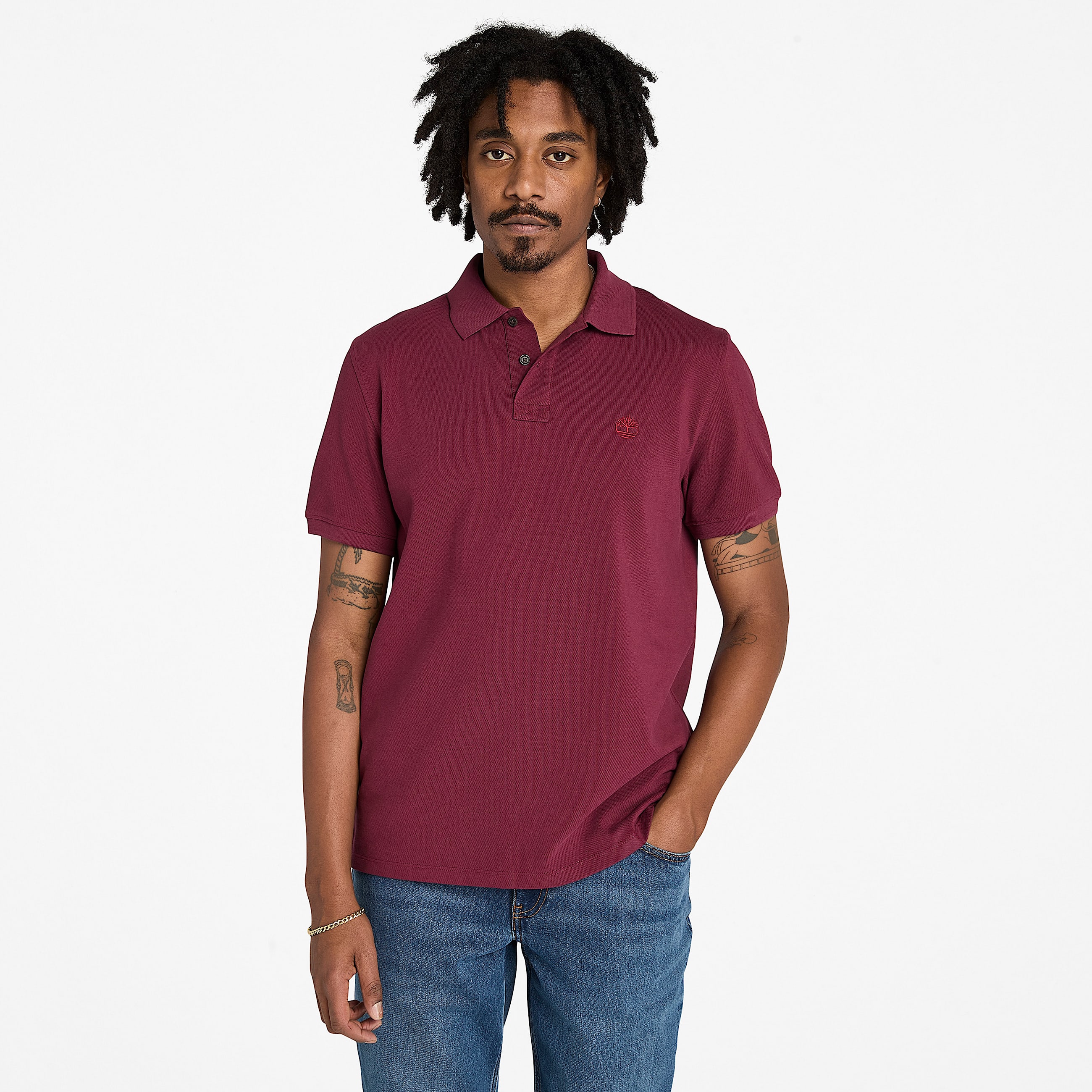 Polo en piqu  manches courtes Millers River pour homme en bordeaux TBL bordeaux HERO