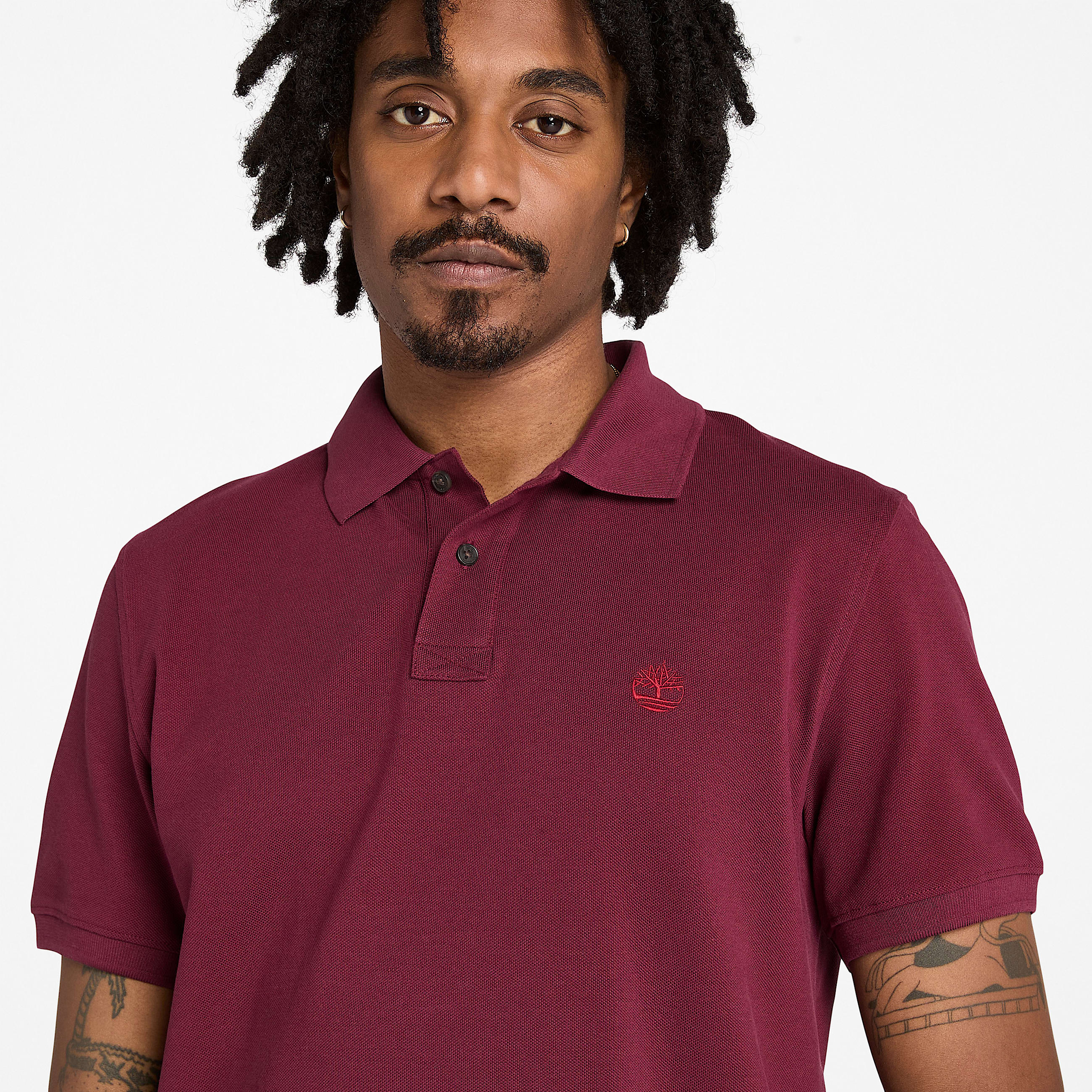 Polo en piqu  manches courtes Millers River pour homme en bordeaux TBL bordeaux ALT2