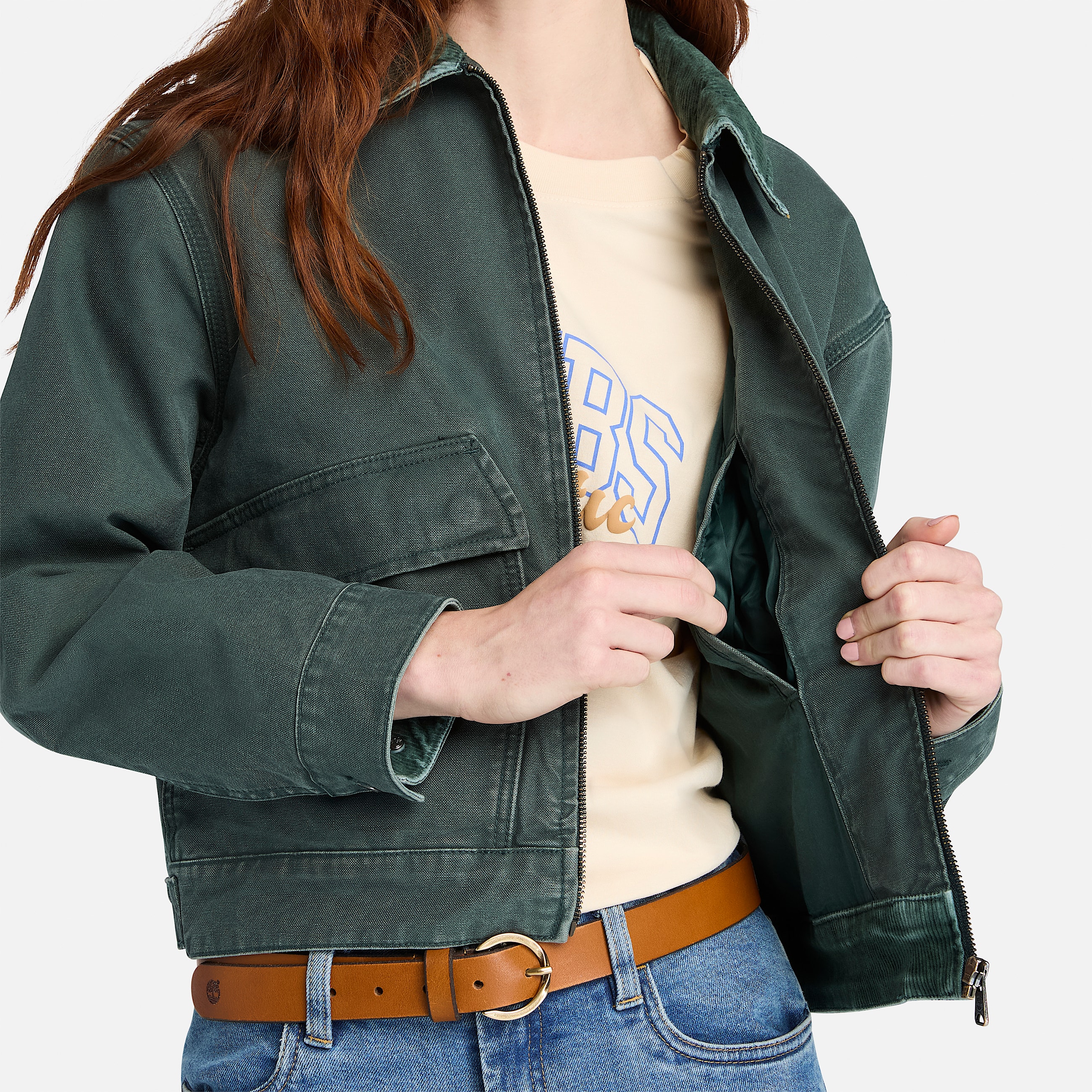 Veste en toile dlave Strafford pour femme en vert fonc TBL Verte ALT2