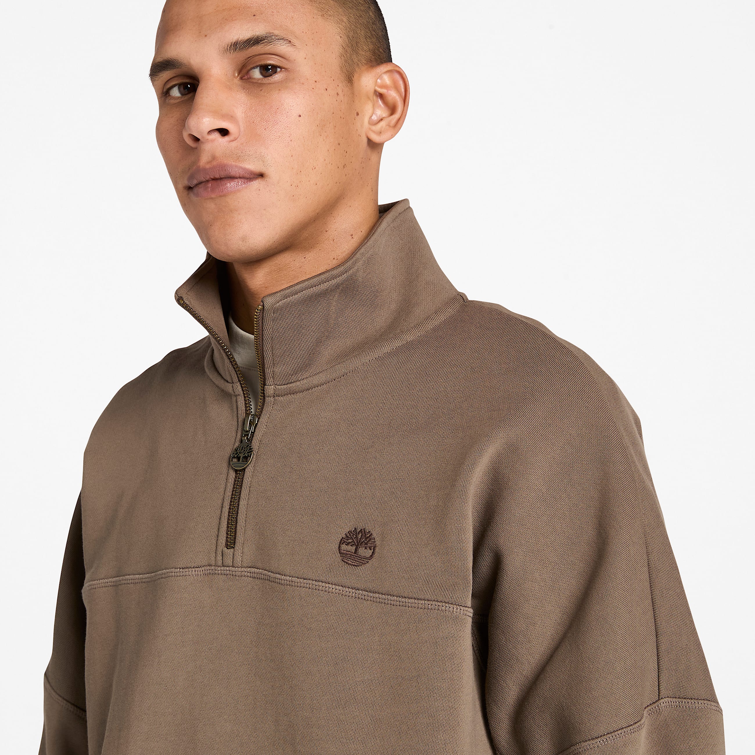 Sweat  col zipp pour homme en marron TBL marron ALT2
