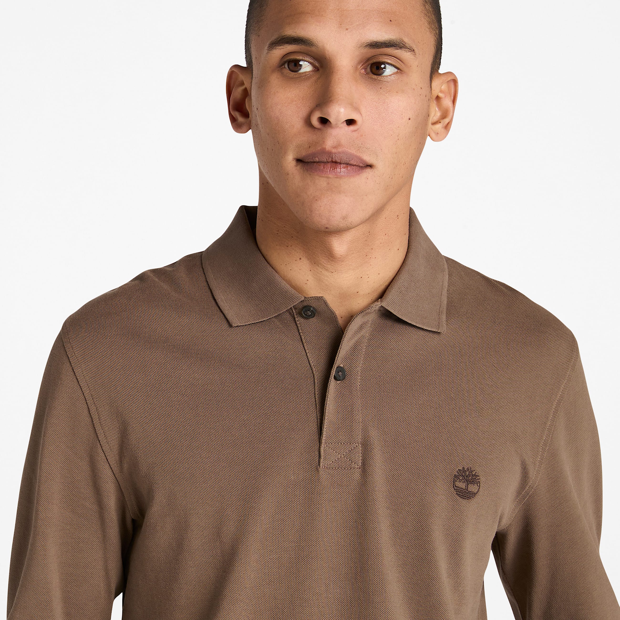 Millers River LongSleeve Pique Polo for Men in Brown TBL Brown ALT2