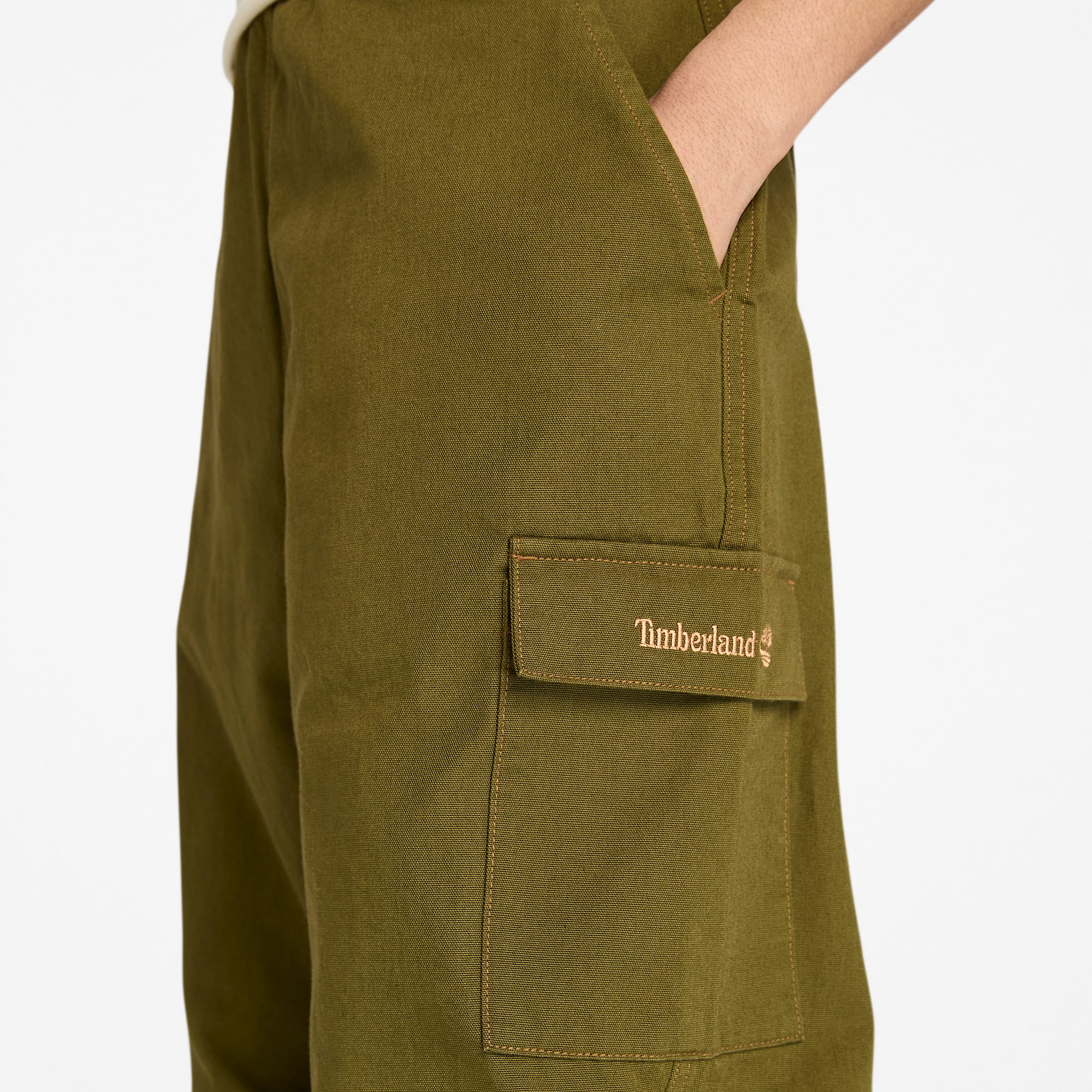 Washed Duck Canvas Cargo Trouser in Dark Green TBL Green ALT3