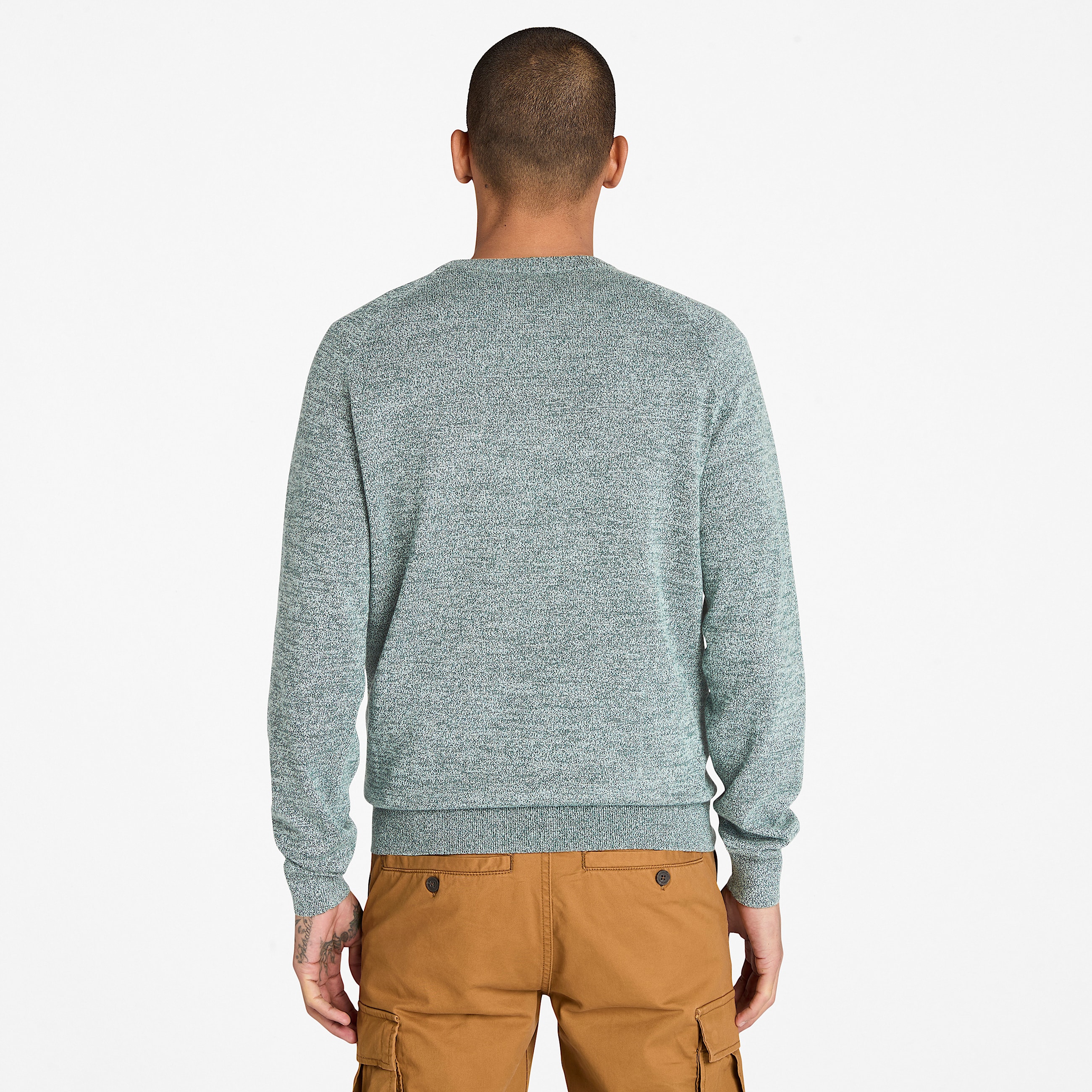 Pull en coton  col rond et manches raglan Williams River pour homme en gris TBL gris ALT9