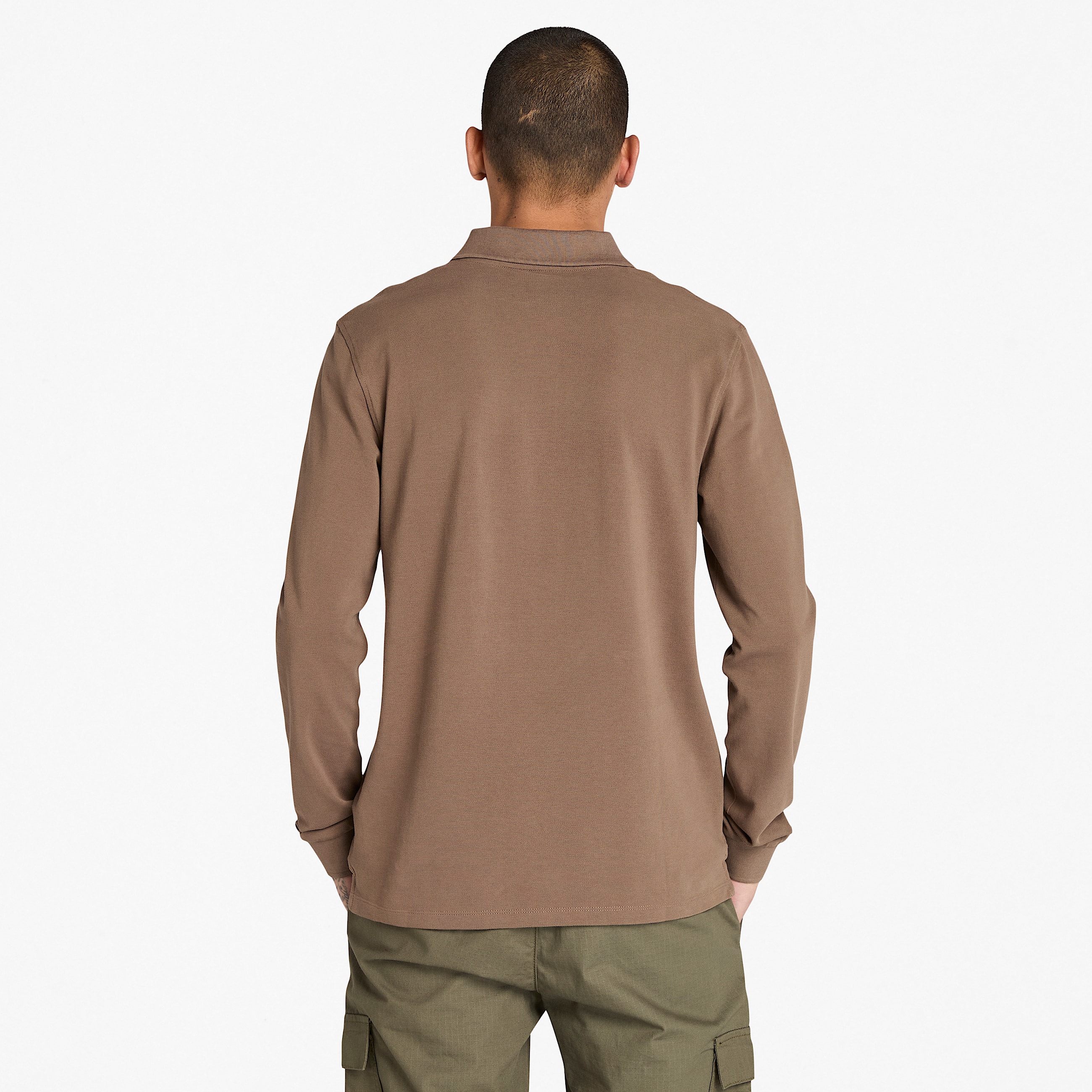 Millers River LongSleeve Pique Polo for Men in Brown TBL Brown ALT9