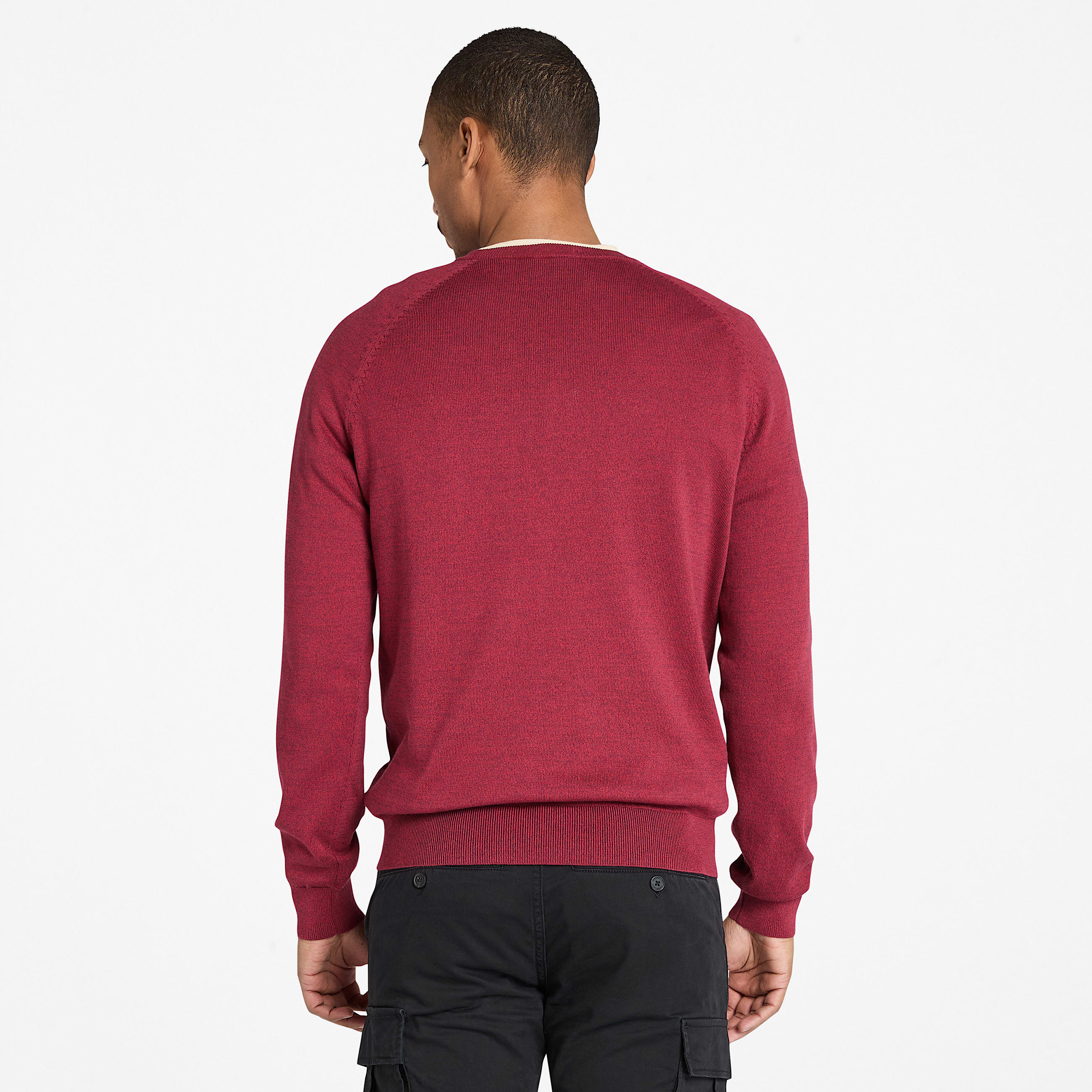 Pull en coton  col rond et manches raglan Williams River pour homme en bordeaux TBL bordeaux ALT9