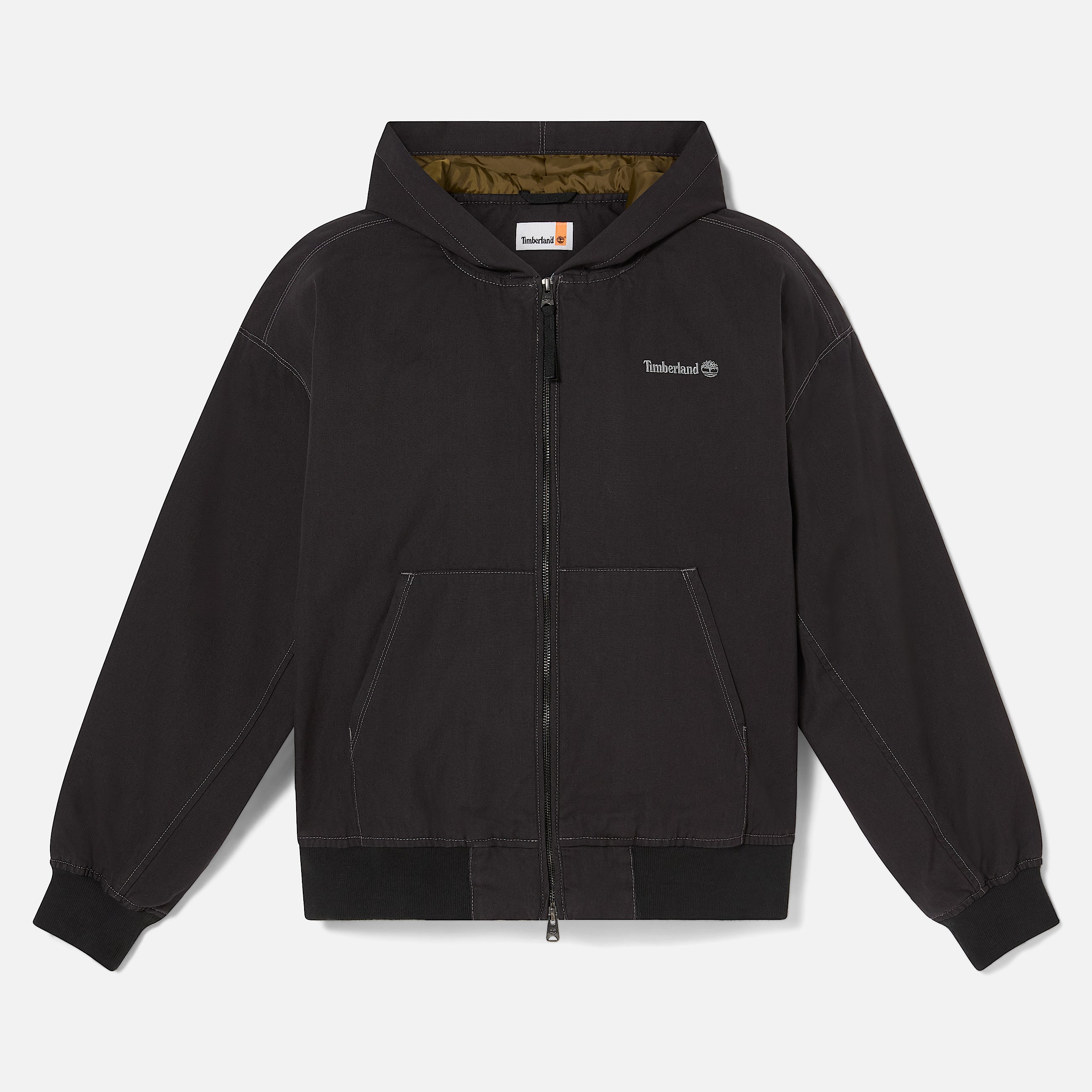 All Gender Bomberjacke aus gewaschenem DuckCanvas mit Kapuze in Schwarz TBL Schwarz ALT10