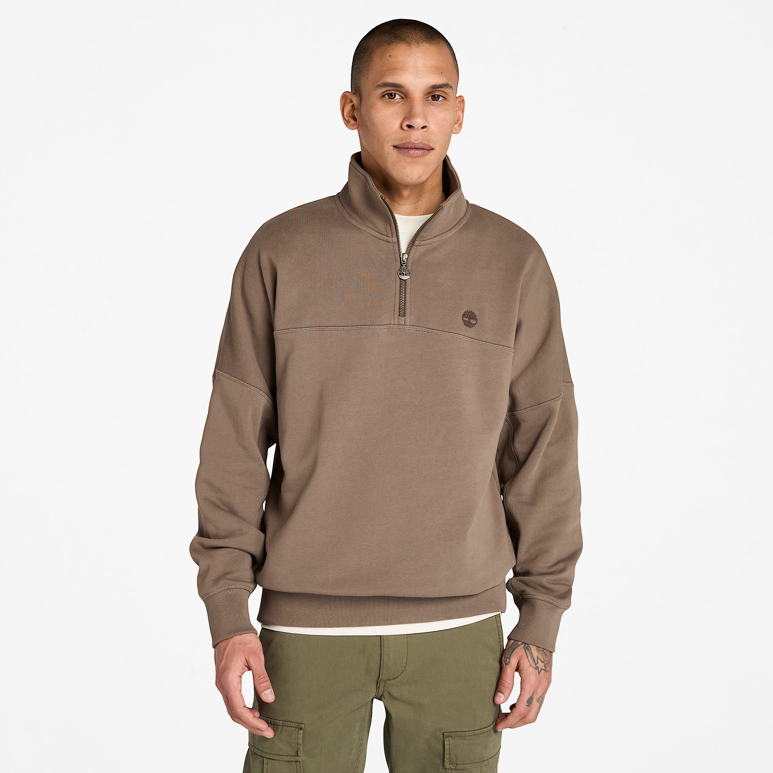 QuarterZip Sweatshirt for Men in Brown TBL Brown HERO