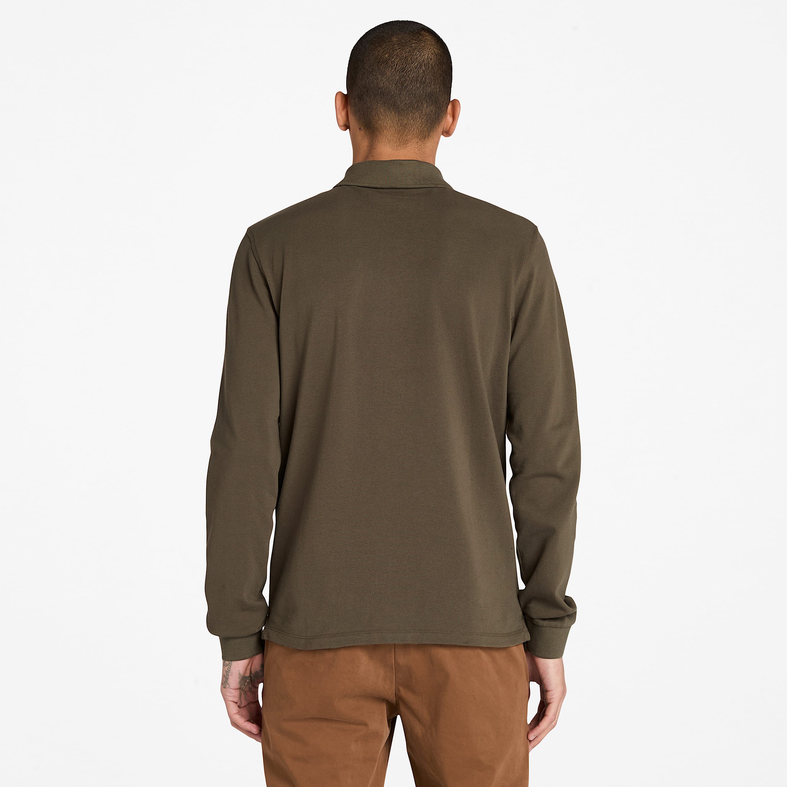 Polo en piqu Millers River  manches longues pour homme en vert TBL Verte ALT9