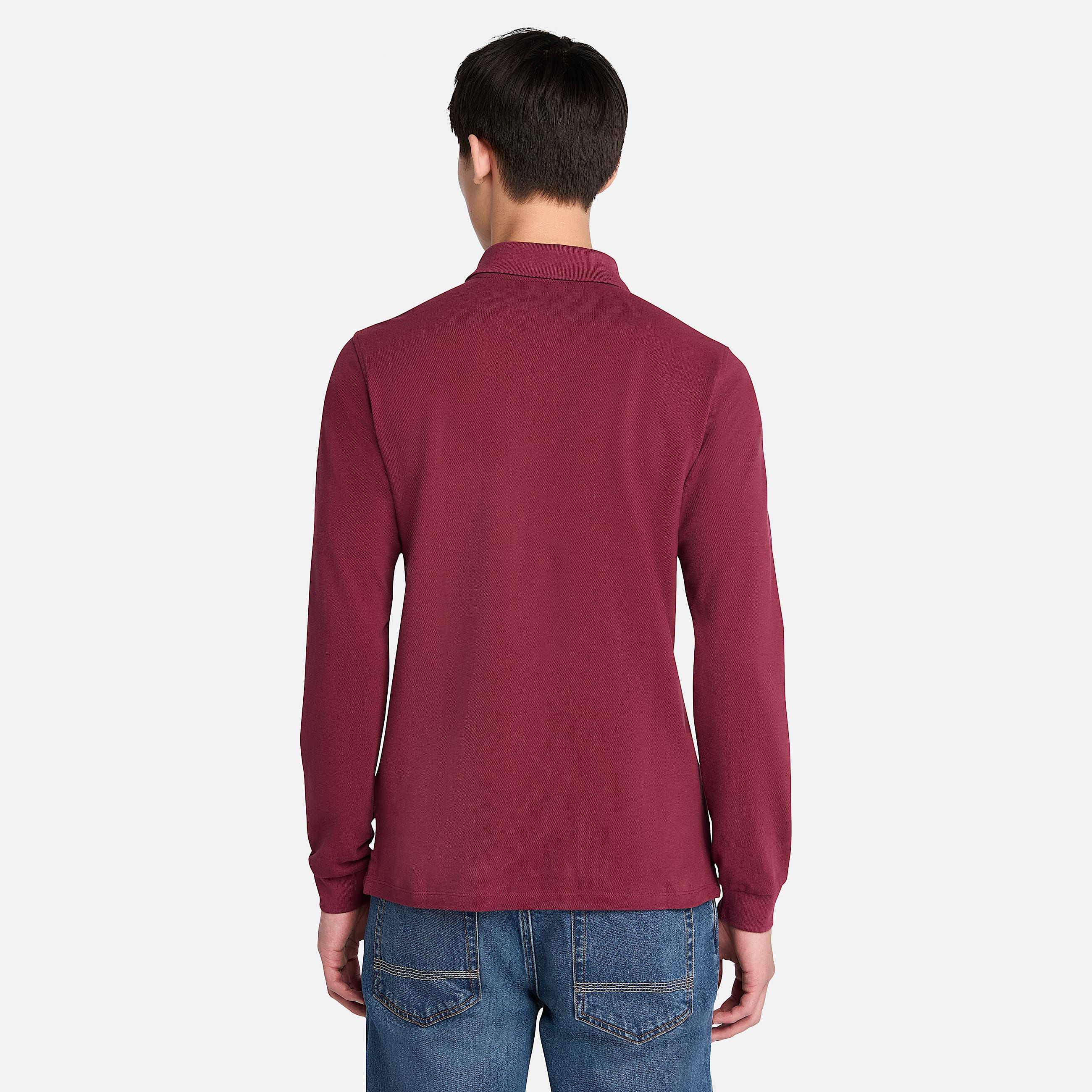Millers River LongSleeve Pique Polo for Men in Burgundy TBL Burgundy ALT9