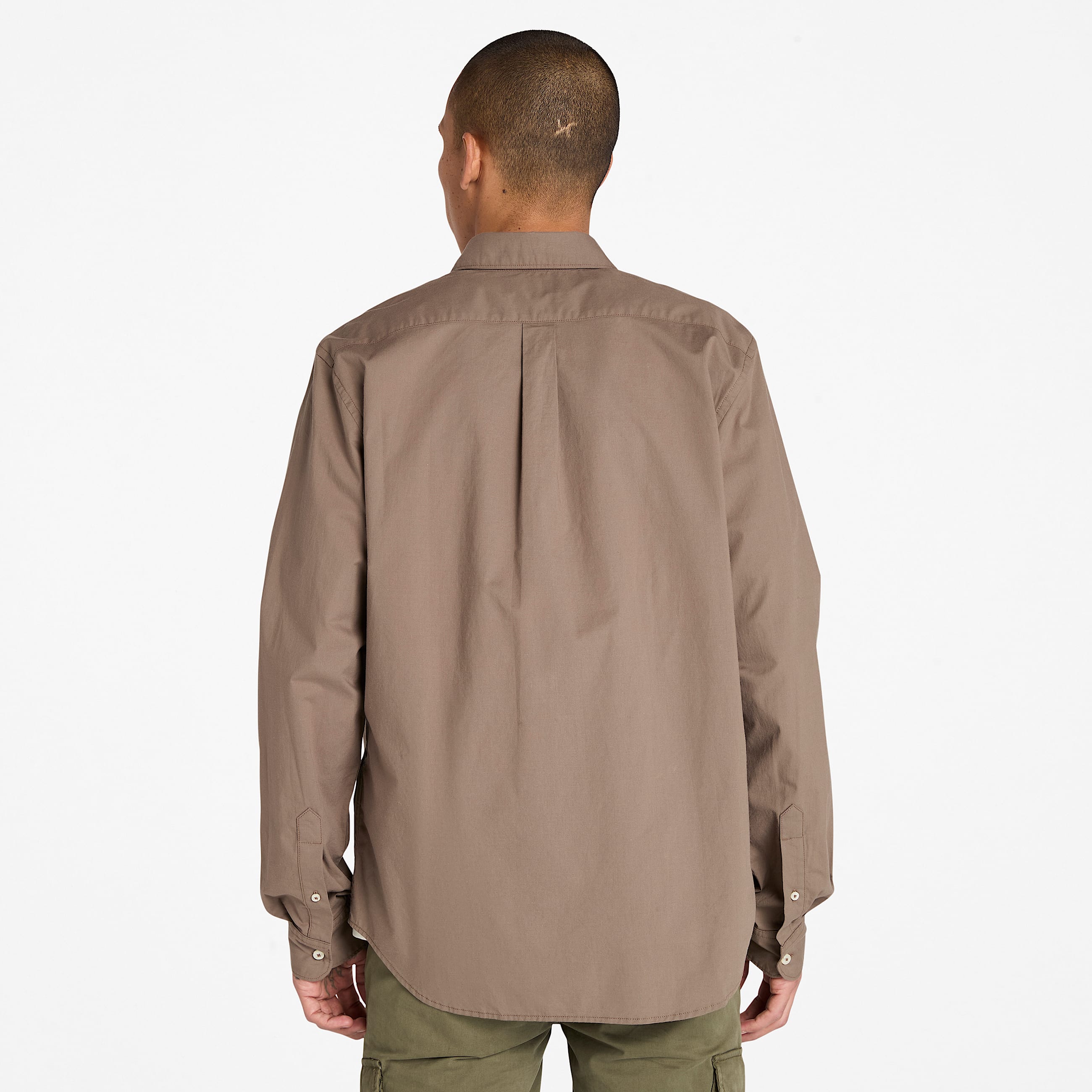 LongSleeve Stretch Poplin Shirt for Men in Brown TBL Brown ALT9