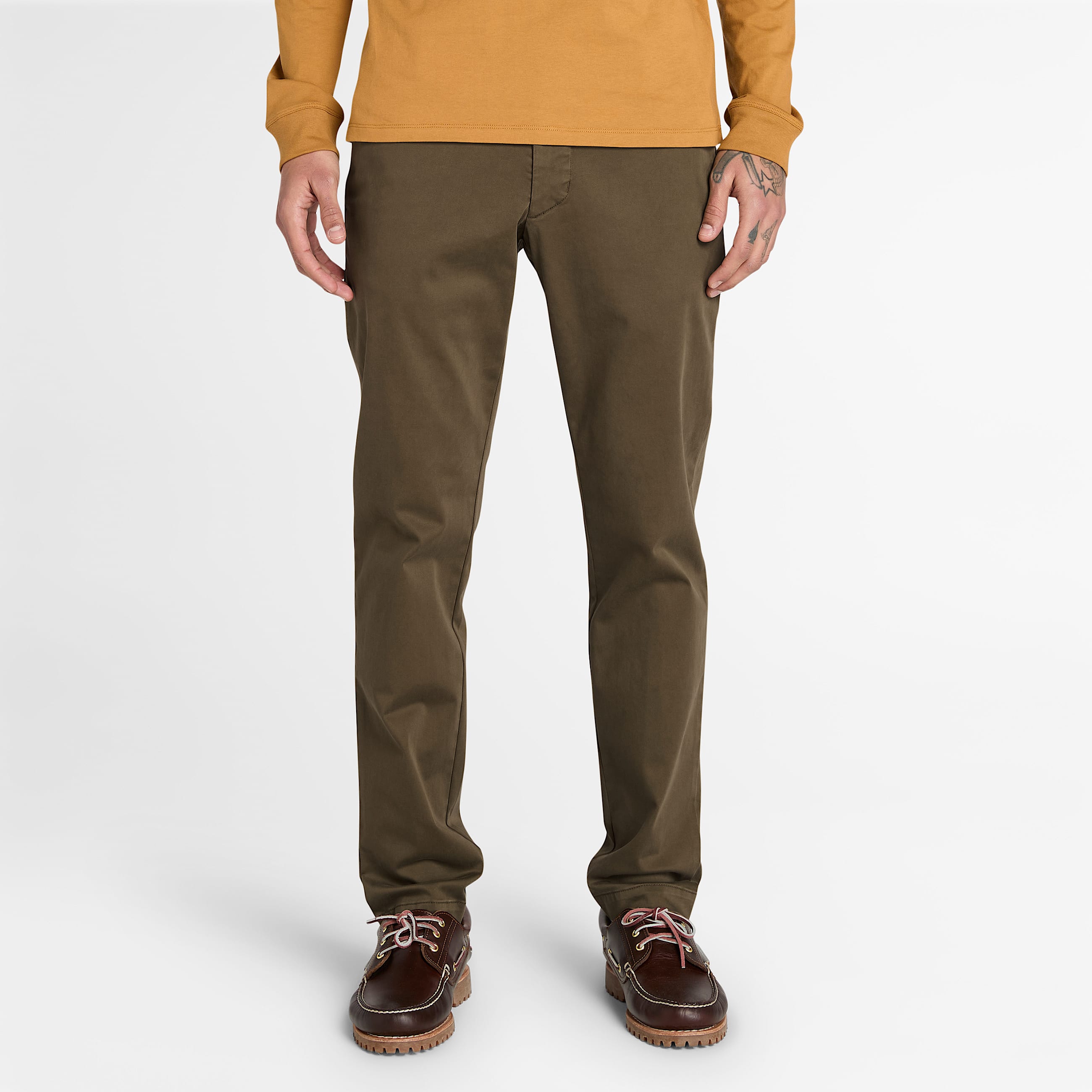 Claremont Garment Dyed Chino Trouser for Men in Green TBL Green HERO