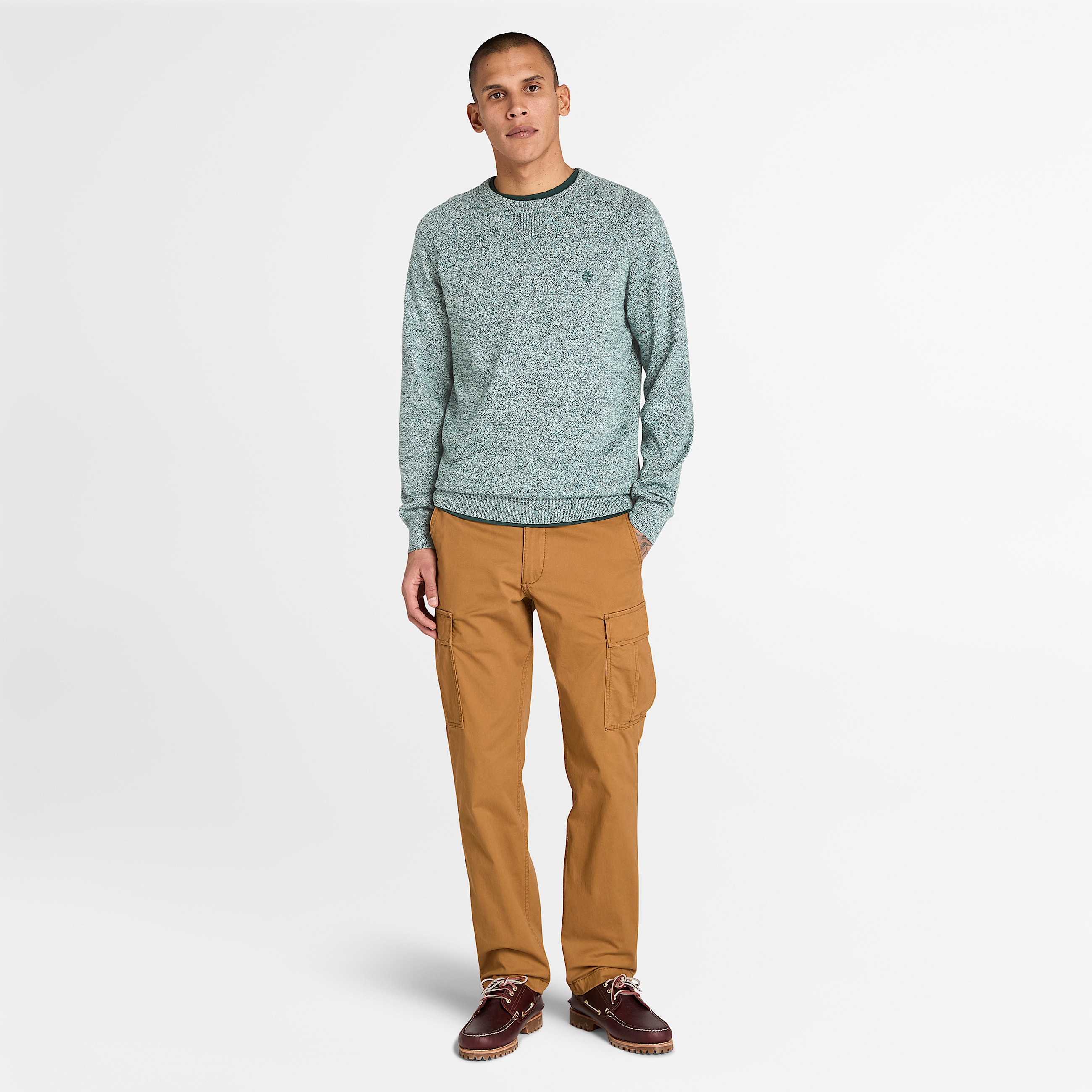 Williams River Cotton Raglan Sleeve Crewneck Jumper for Men in Grey TBL Grey ALT1