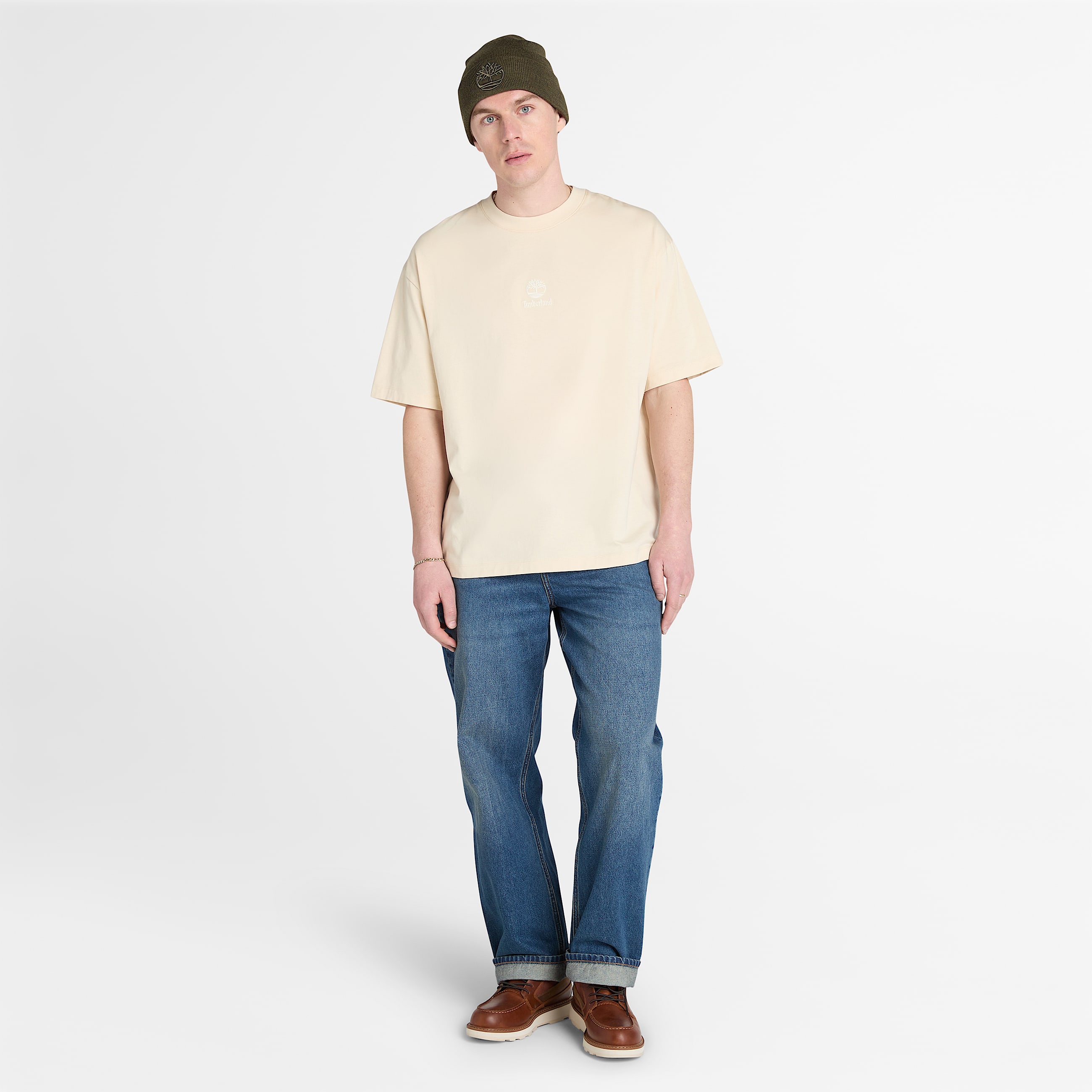 Tshirt  logo en relief ton sur ton Hampton pour homme en beige TBL beige ALT1