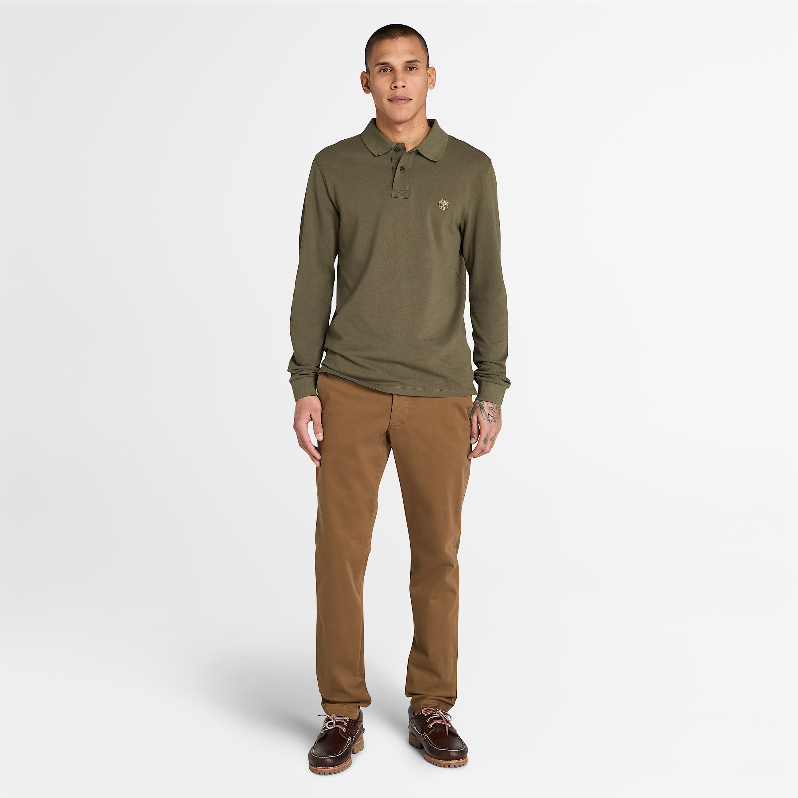 Claremont Garment Dyed Chino Trouser for Men in Dark Yellow TBL Yellow ALT1