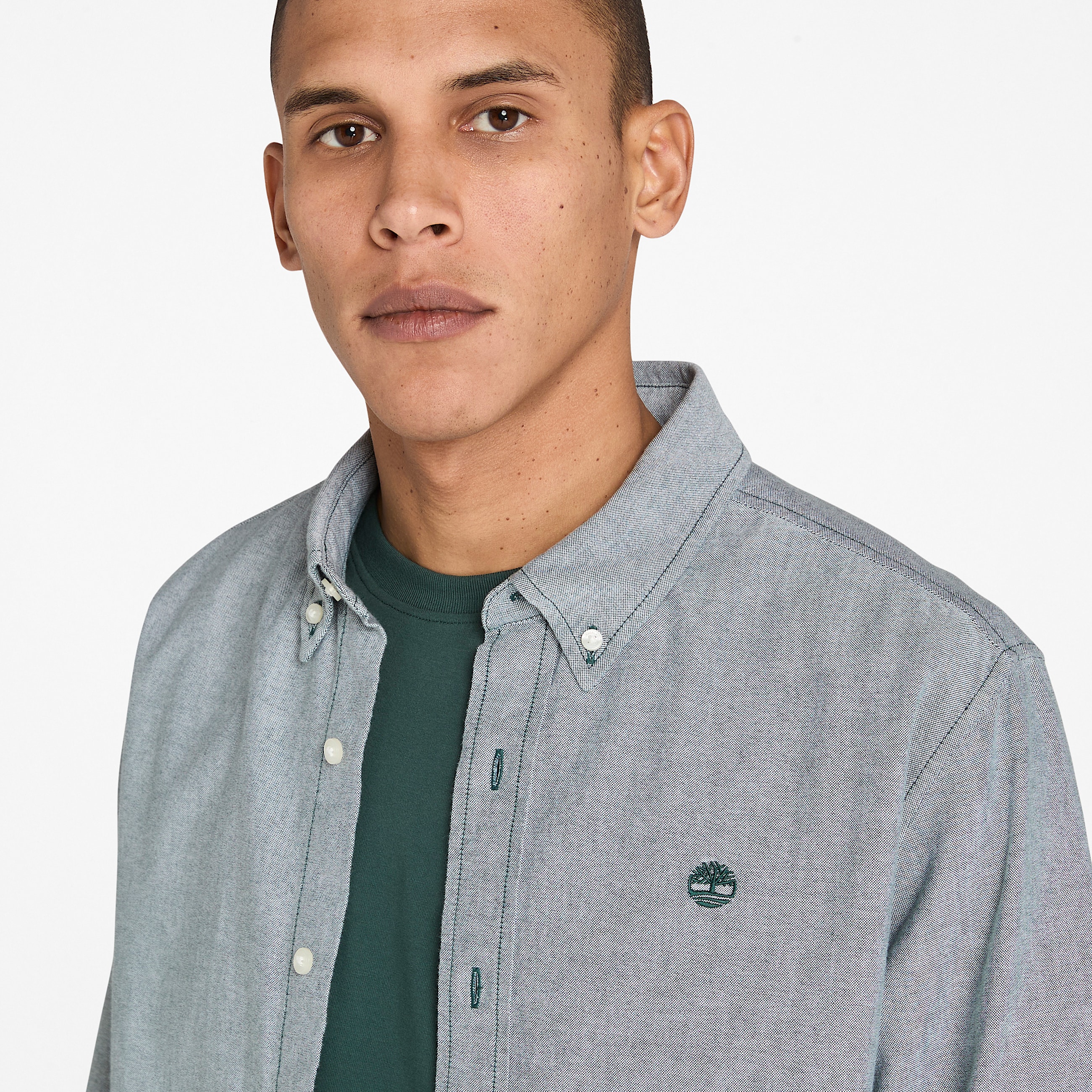 Oxford Striped Shirt for Men in Dark Green TBL Green ALT2