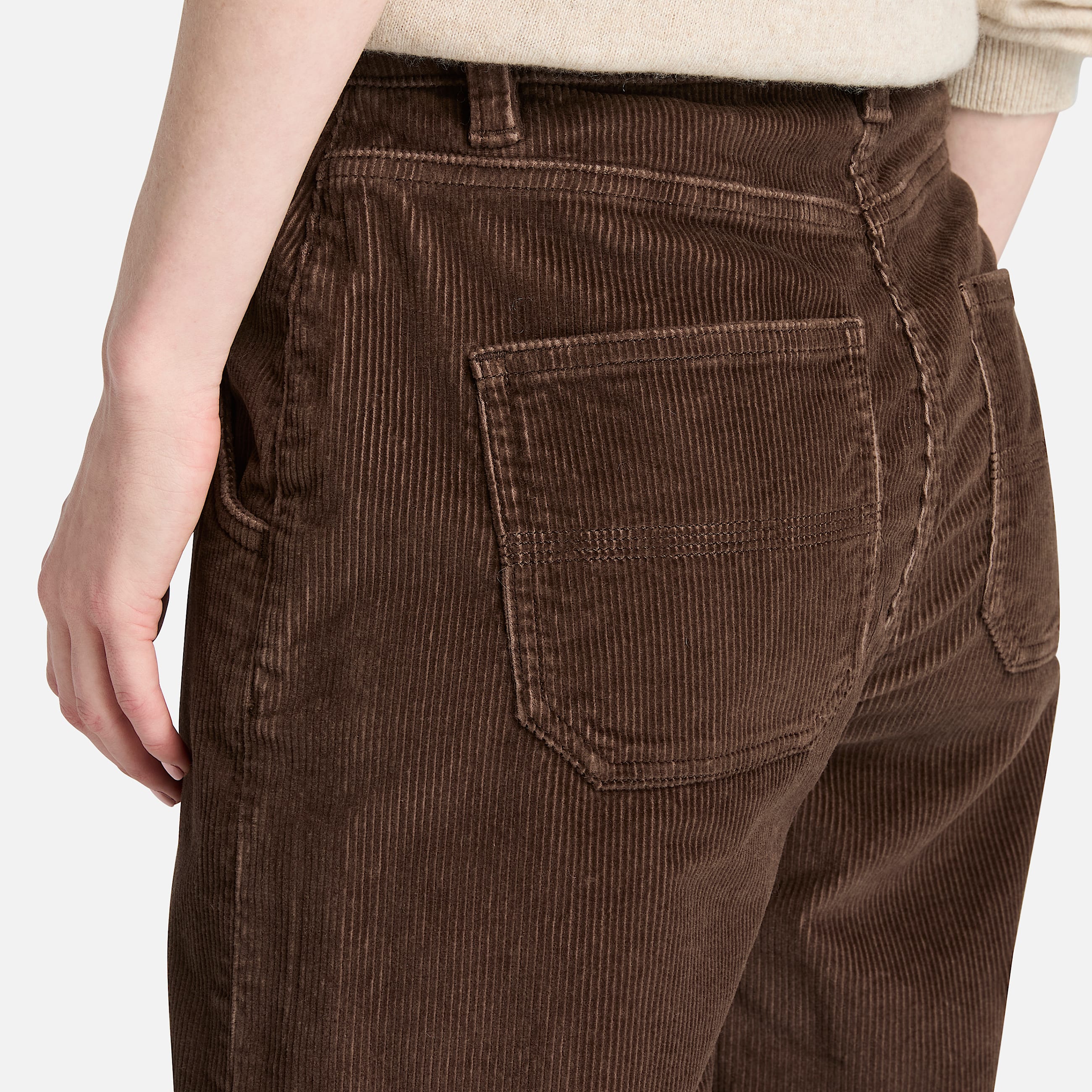 Pantalon large en velours ctel dlav pour femme en marron TBL marron ALT2