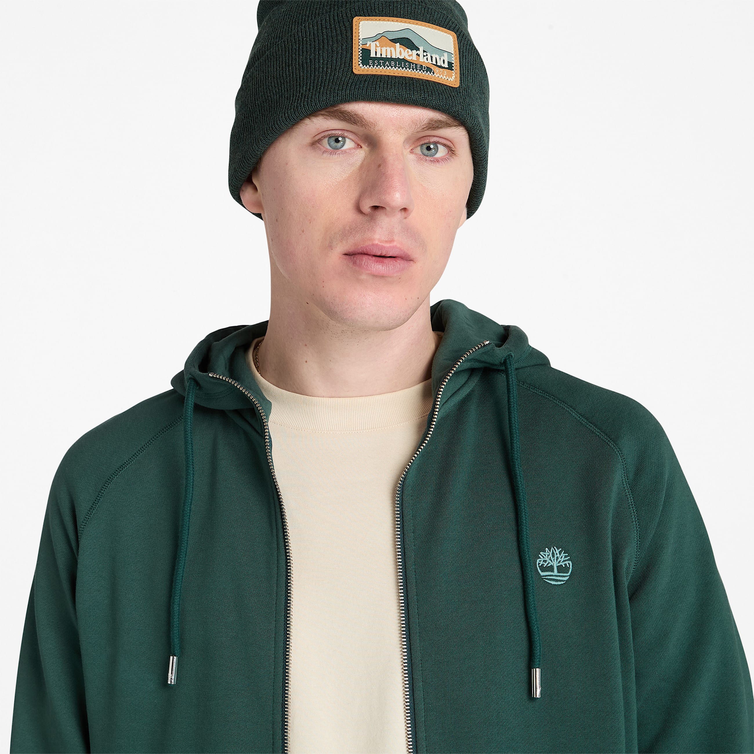 Exeter River Brushback FullZip Hoodie for Men in Dark Green TBL Green ALT2