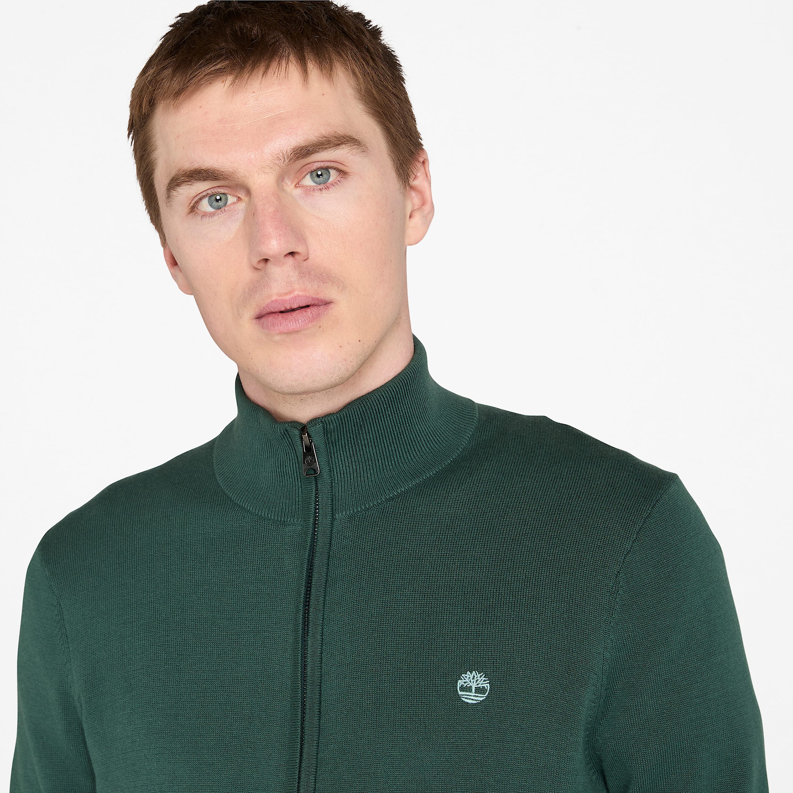Pull zipp en coton Williams River pour homme en vert fonc TBL Verte ALT2