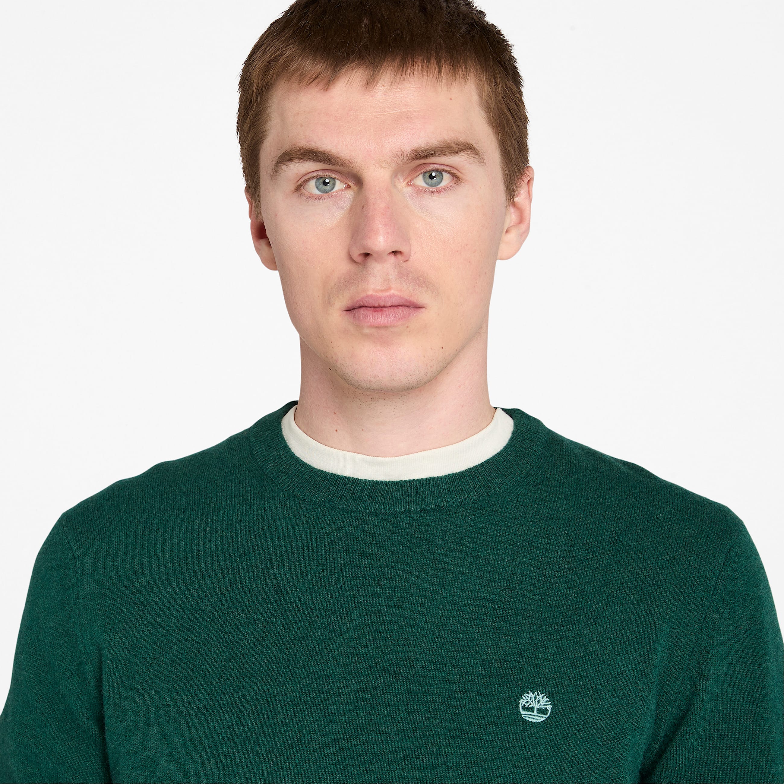 Pull en laine mrinos  col rond Cohas Brook Timberland pour homme en vert fonc TBL Verte ALT2