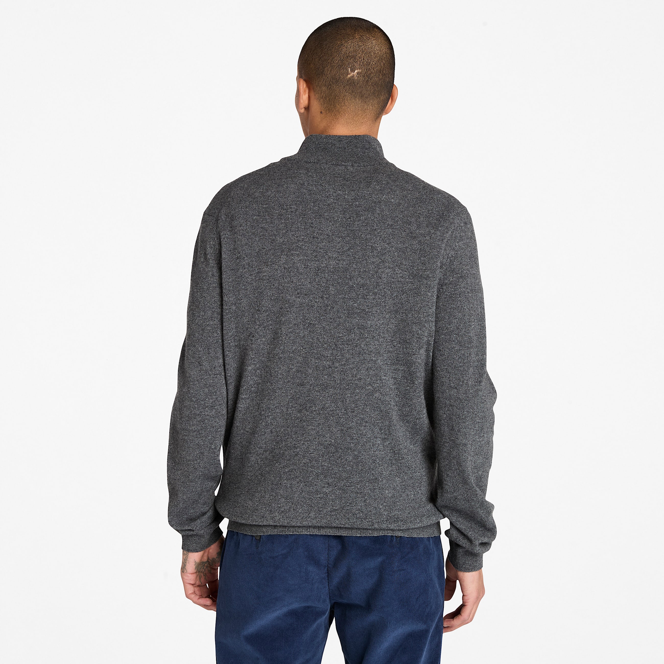 Cohas Brook Trui van merinowol met kwartrits voor heren in Grijs TBL grijs ALT9