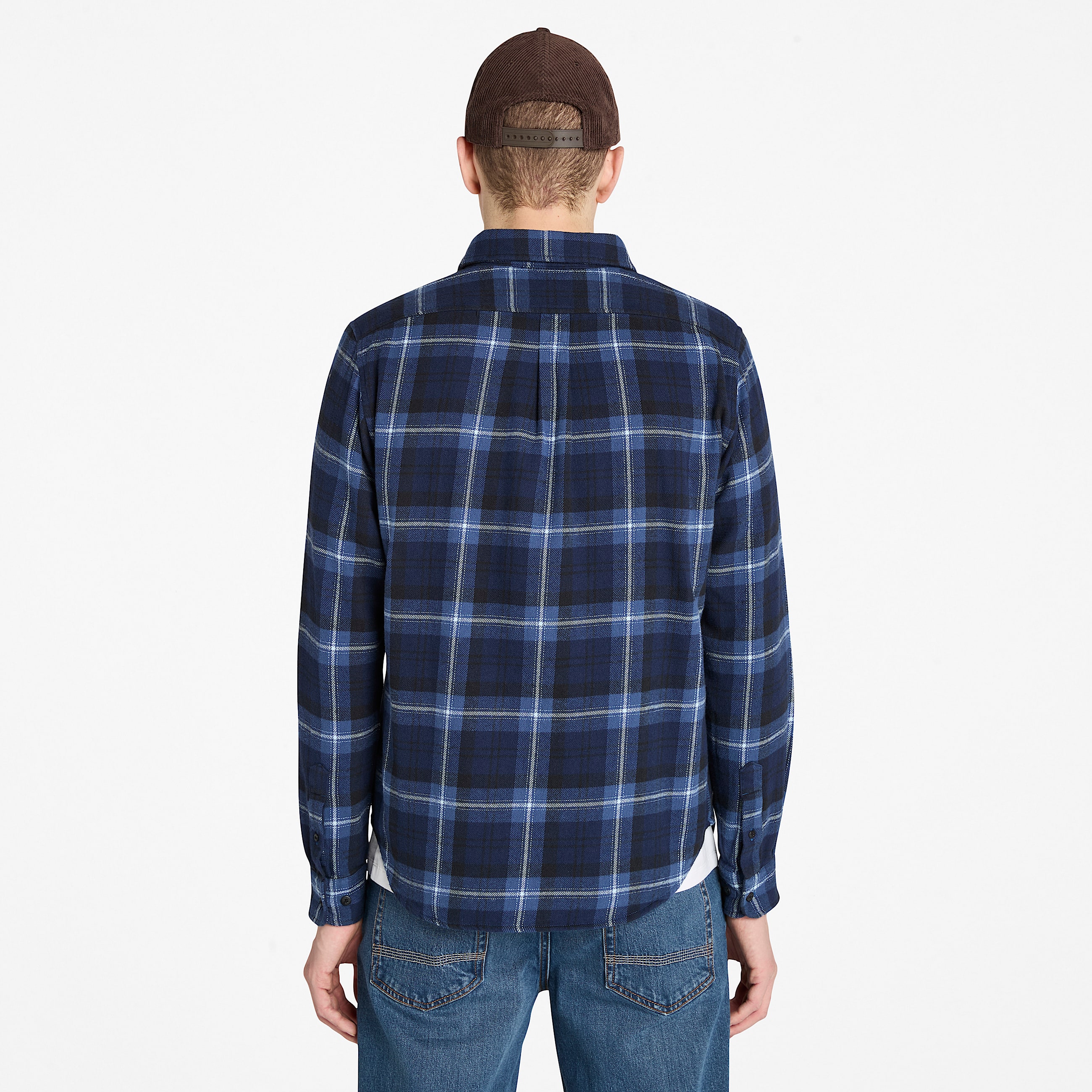 Checked Flannel Shirt for Men in Dark Blue TBL Blue ALT9
