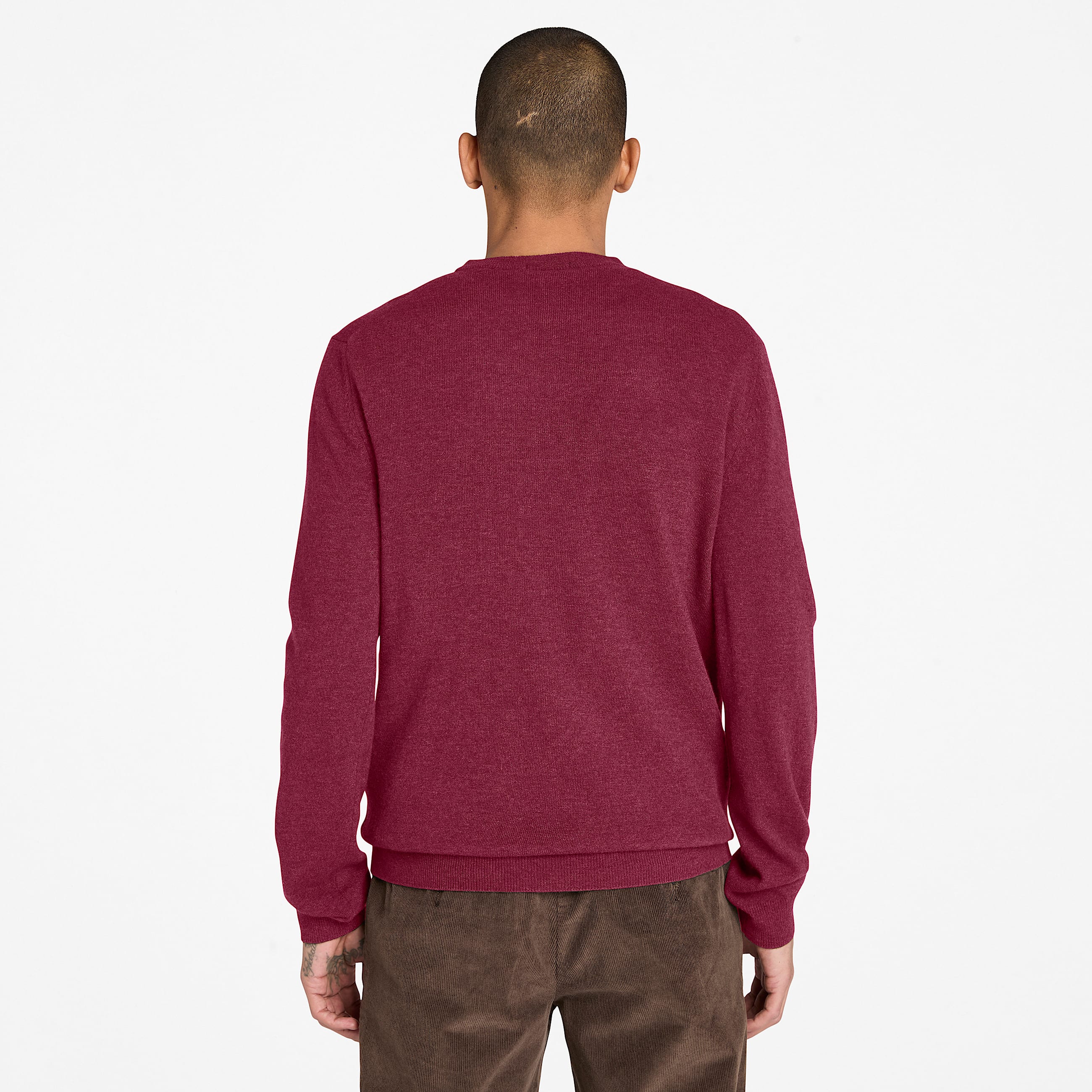Pull en laine mrinos  col rond Cohas Brook Timberland pour homme en bordeaux TBL bordeaux ALT9