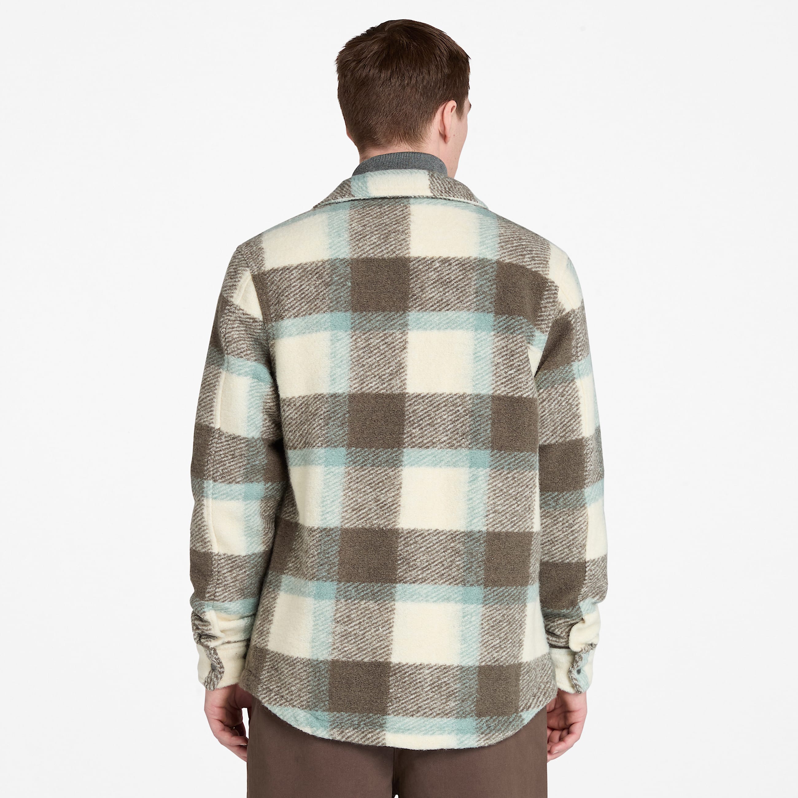 Wool Blend Shacket for Men in White TBL White ALT9