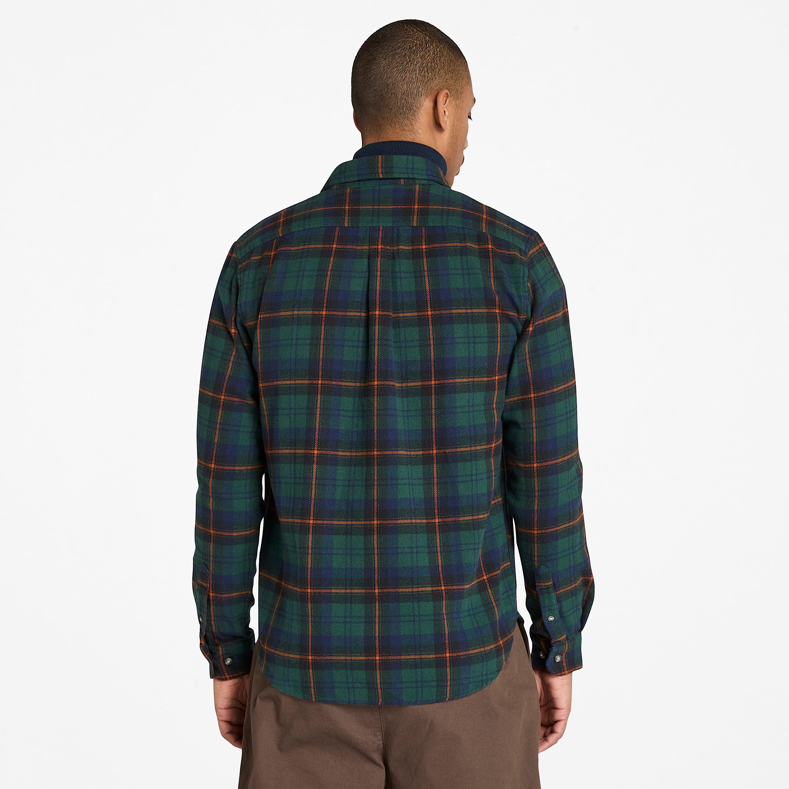 Checked Flannel Shirt for Men in Dark Green TBL Green ALT9