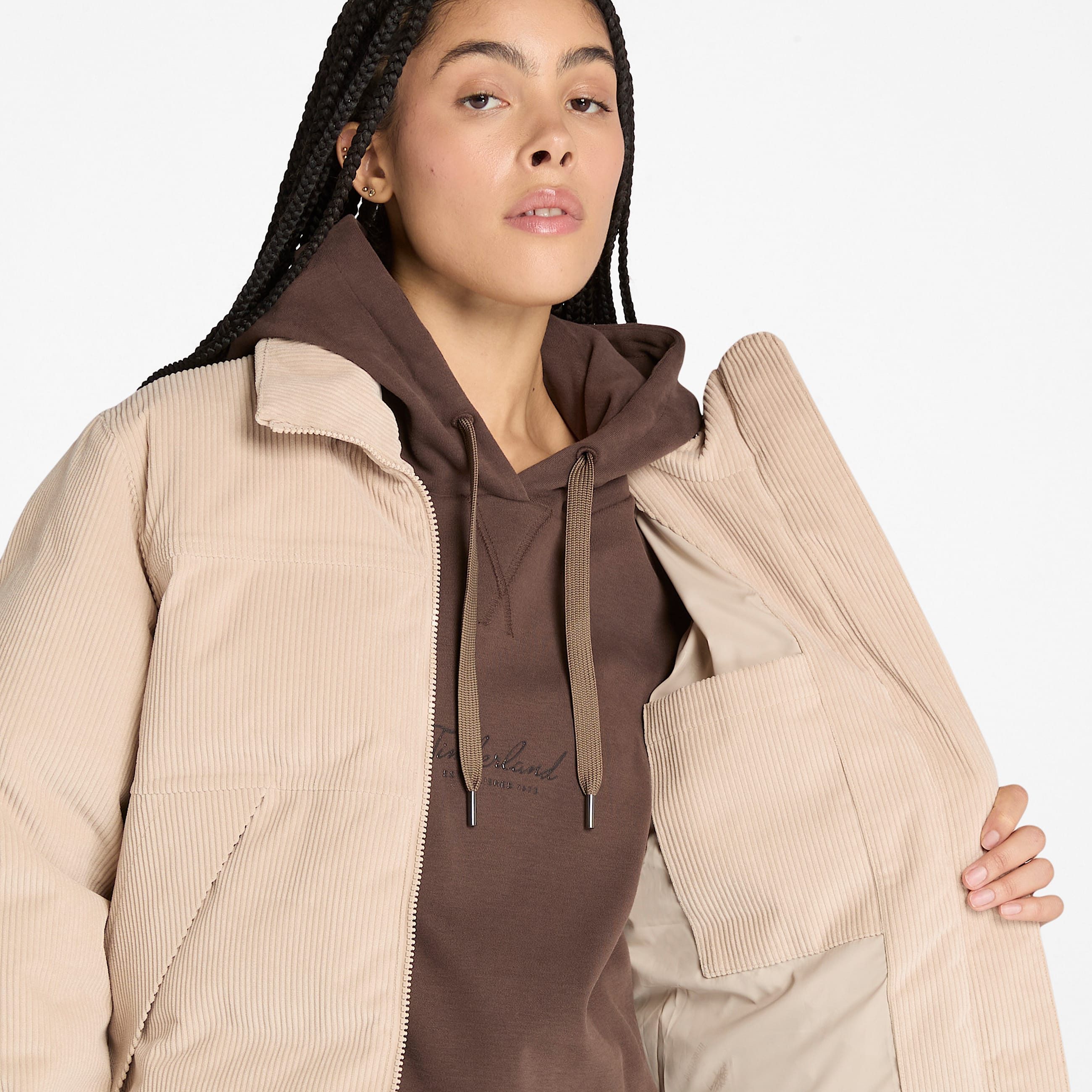 Welch Mountain Waterproof Corduroy Puffer Jacket for Women in Beige TBL Beige ALT3