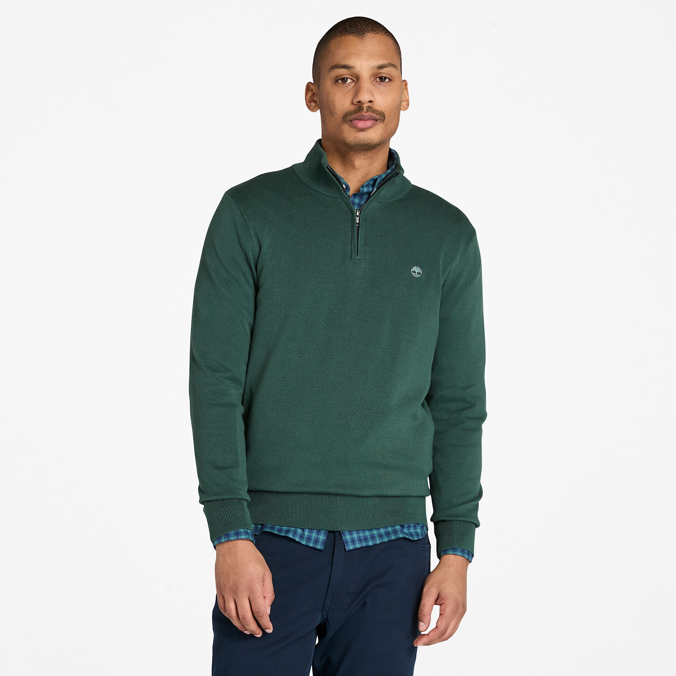 Pull  col zipp Williams River pour homme en vert fonc TBL Verte HERO