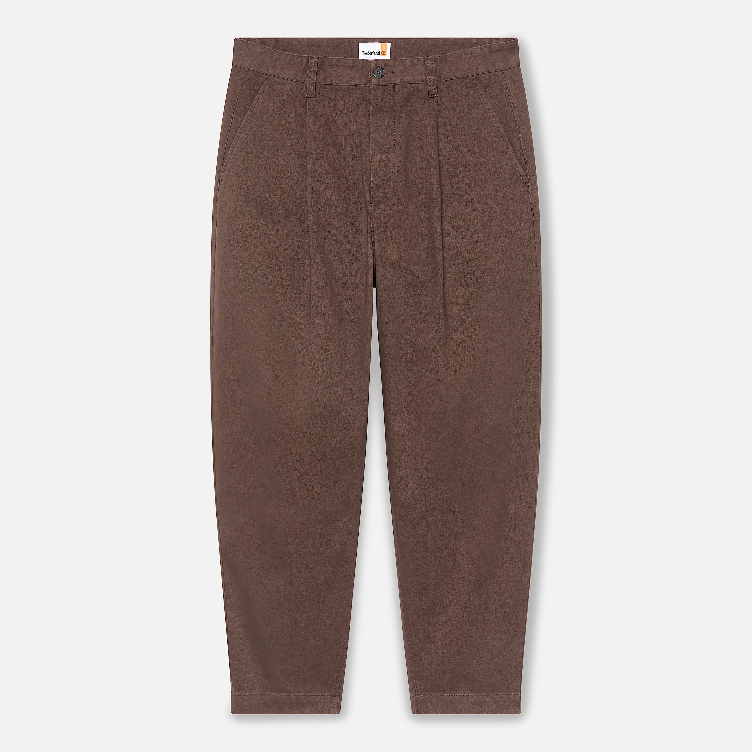 Pantalon pliss en serg toucher peau de pche dlav Claremont pour homme en marron TBL marron ALT10