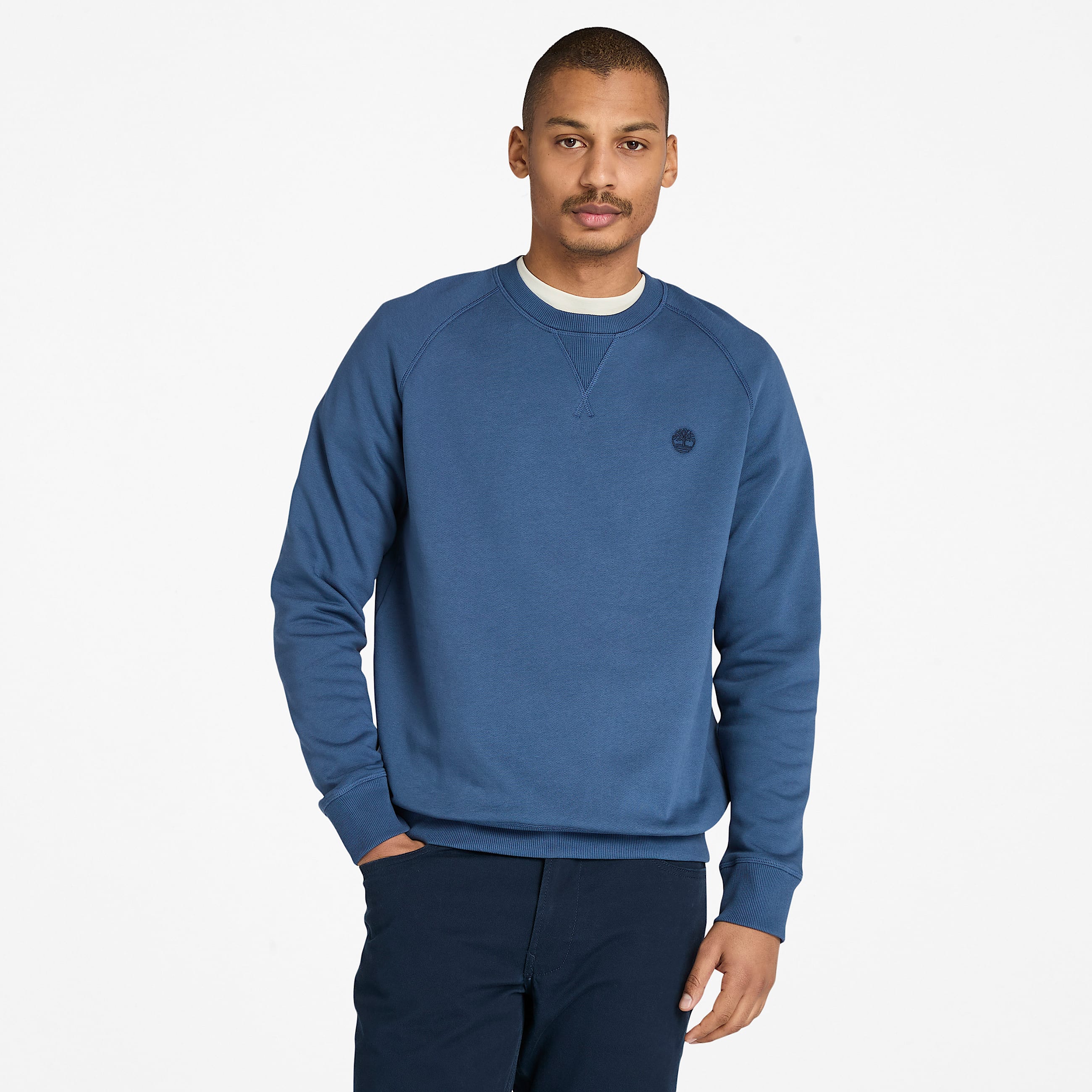 Sweat  col rond et envers bross Exeter River pour homme en bleu fonc TBL bleu HERO