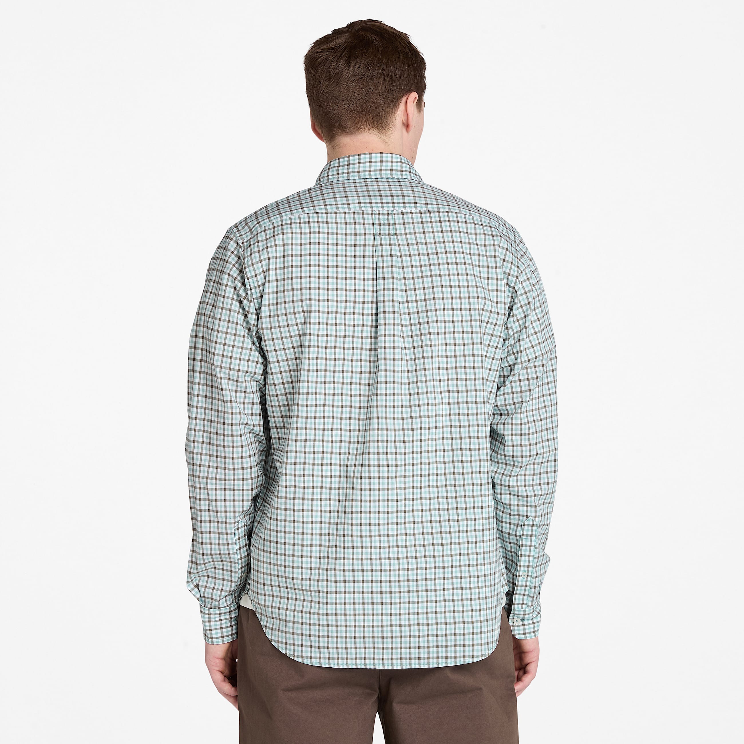 Stretch Poplin Gingham Shirt for Men in Grey TBL Grey ALT9