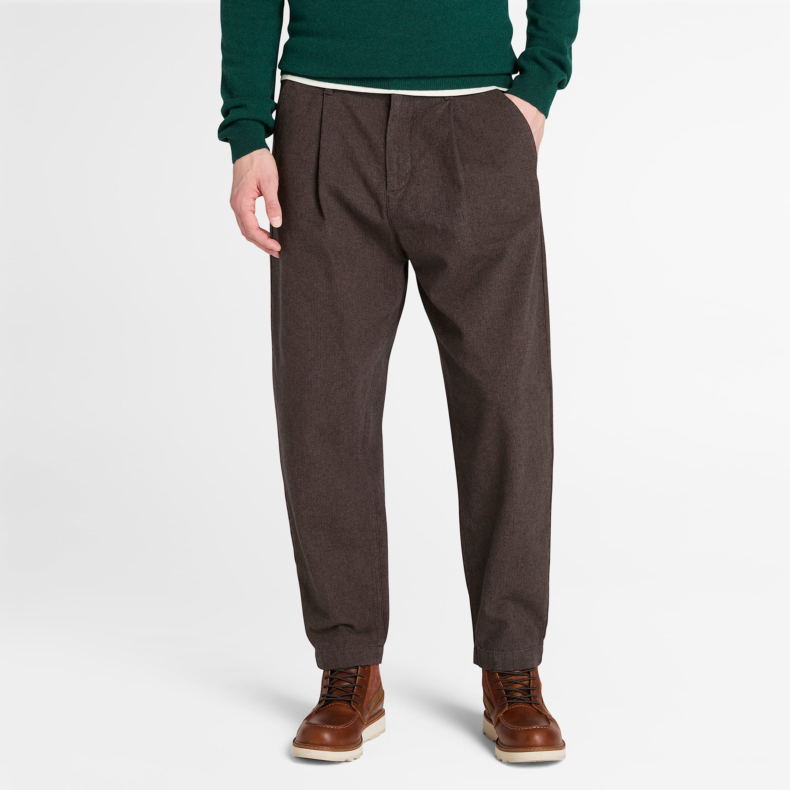 Pantalon chino pliss  chevrons Claremont pour homme en marron TBL marron HERO