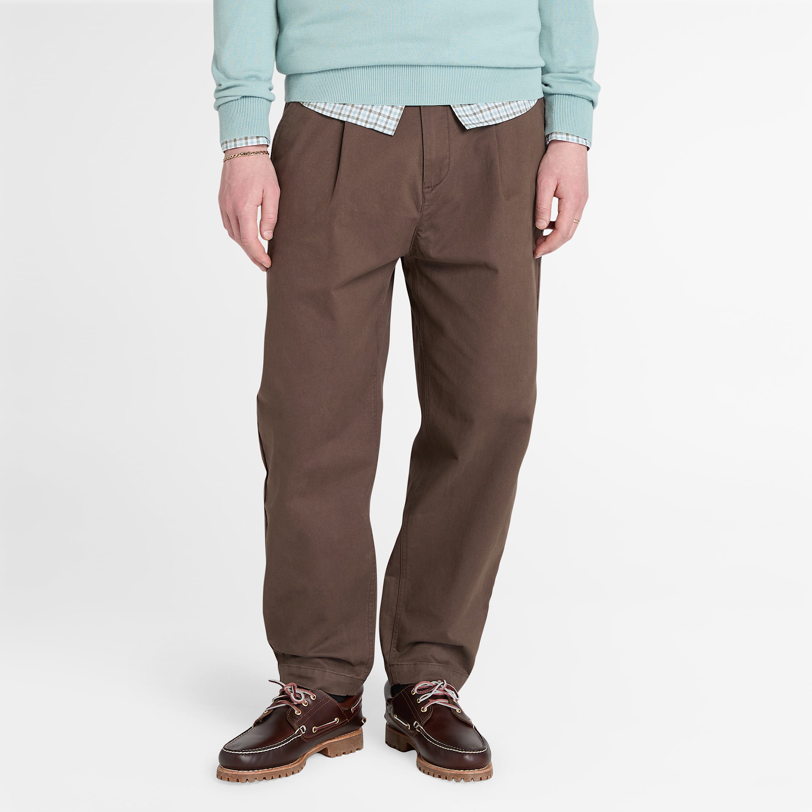 Claremont Washed Peached Twill Pleated Trousers for Men in Brown TBL Brown HERO
