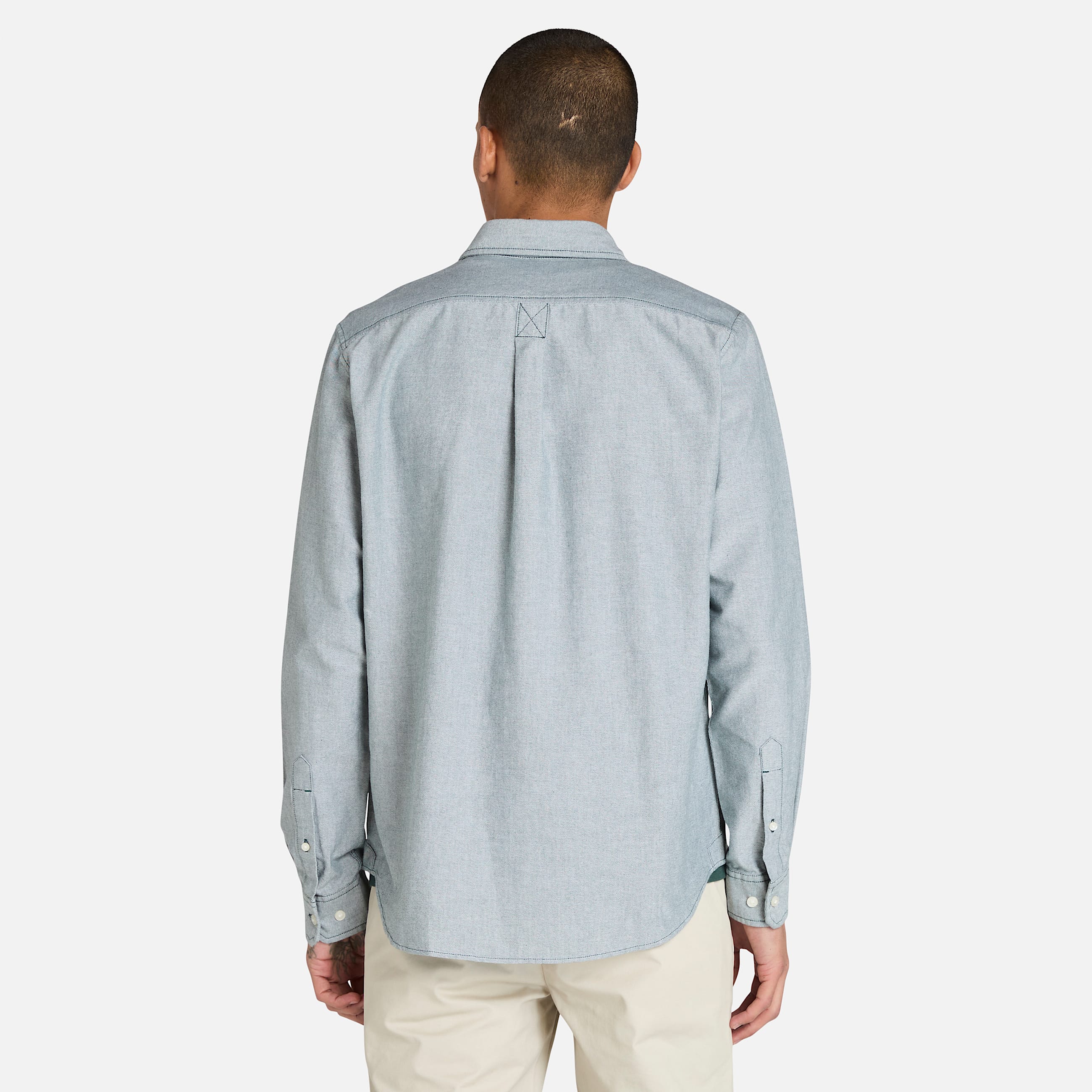 Chemise Oxford raye pour homme en vert fonc TBL Verte ALT9