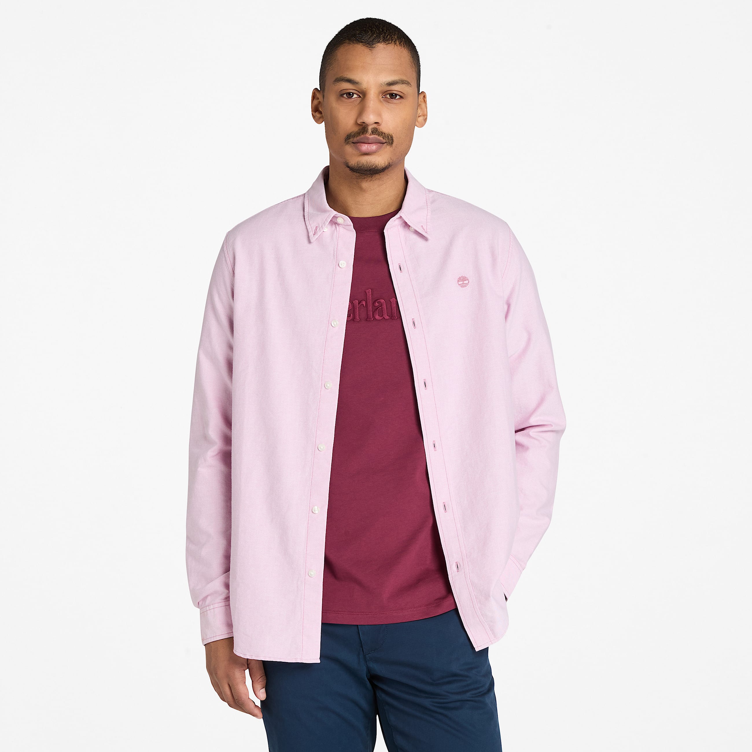 Chemise Oxford raye pour homme en rose TBL rose HERO
