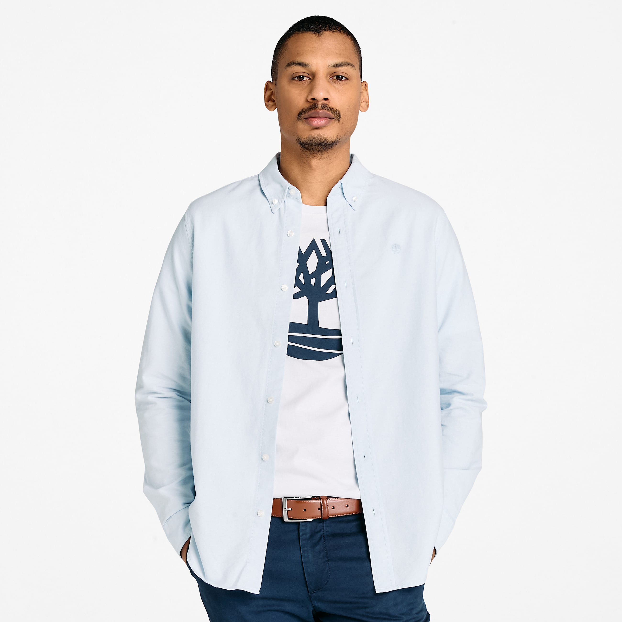 Chemise Oxford raye pour homme en bleu TBL bleu HERO