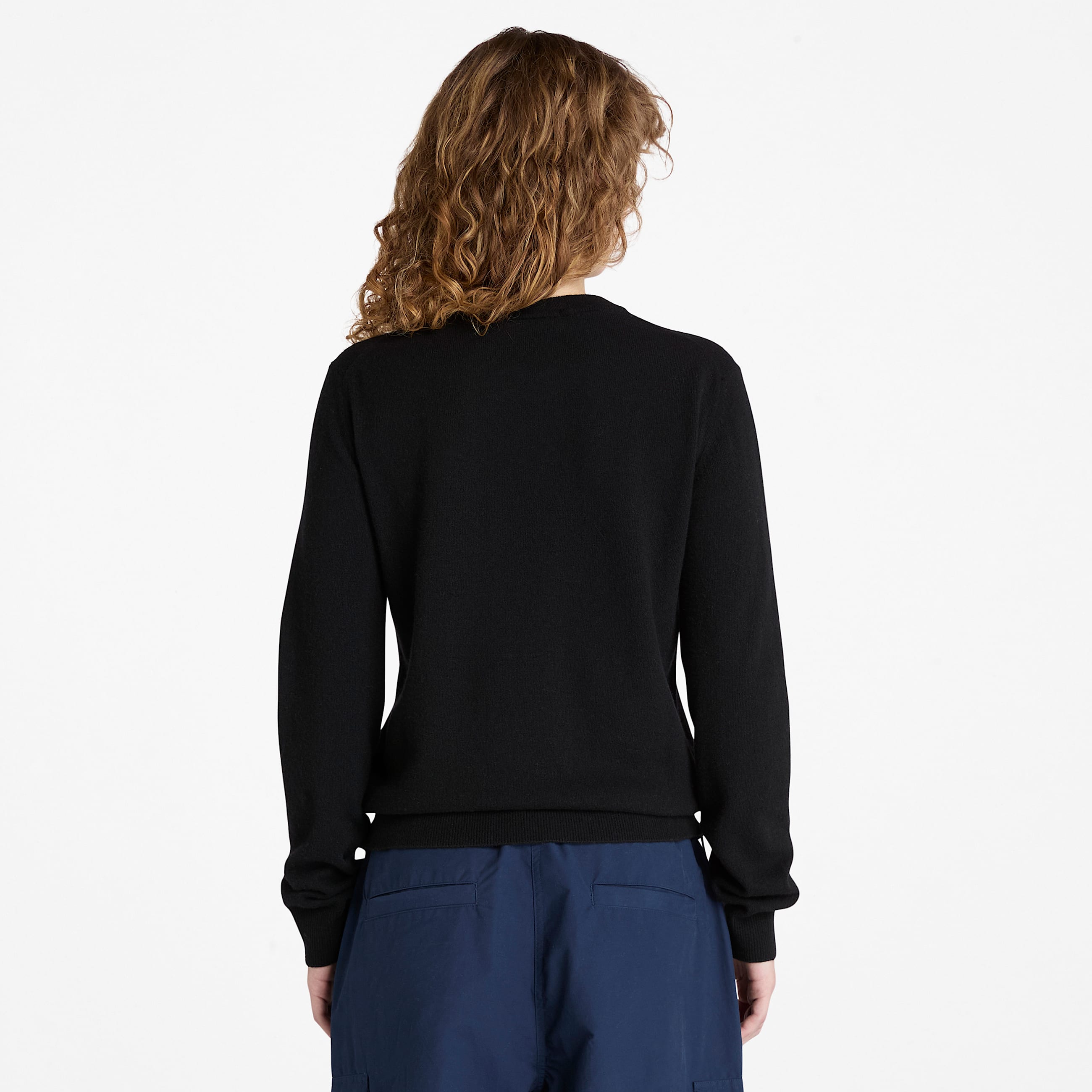 Pull  col rond Merino pour femme en noir TBL noir ALT9