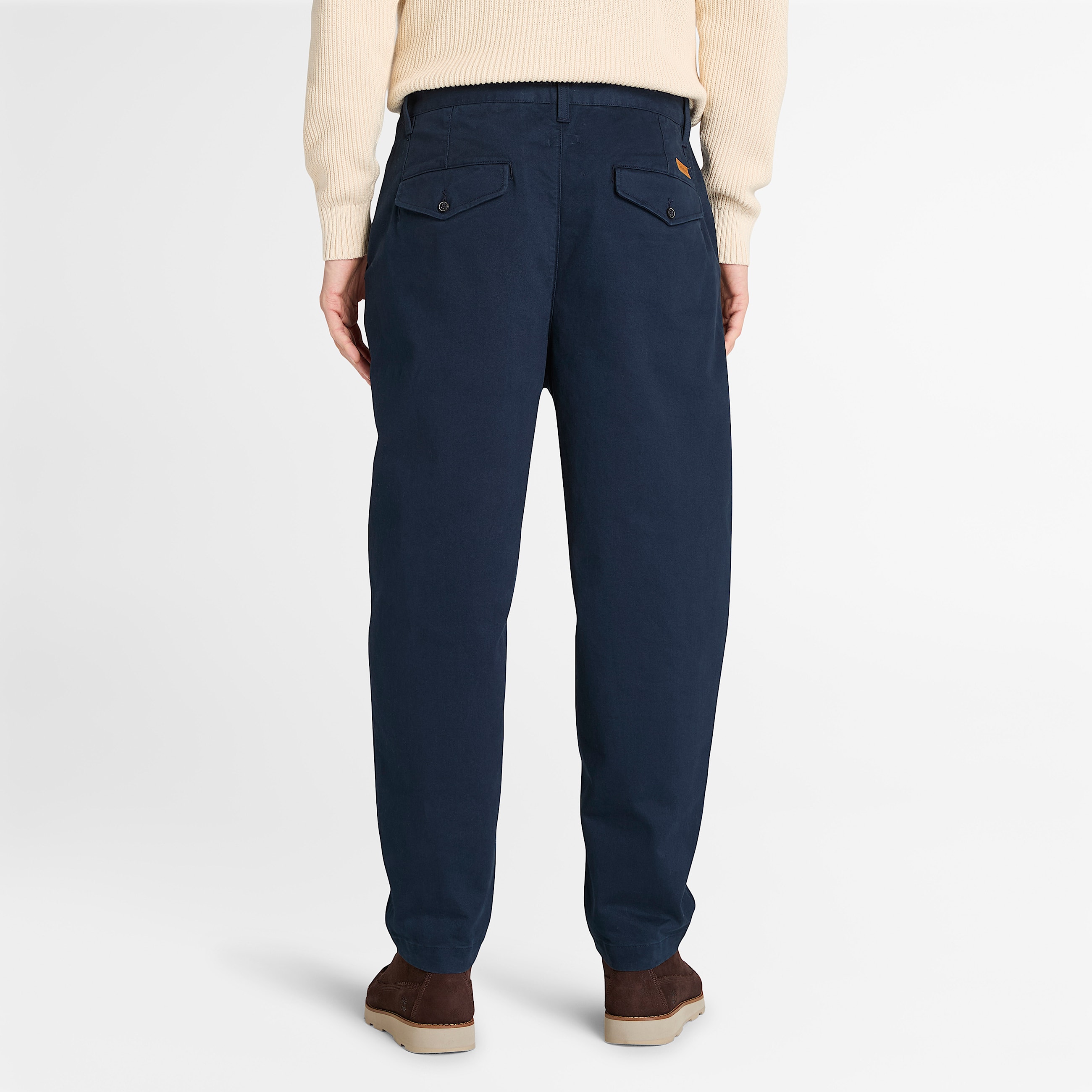 Pantalon pliss en serg toucher peau de pche dlav Claremont pour homme en bleu fonc TBL bleu ALT9