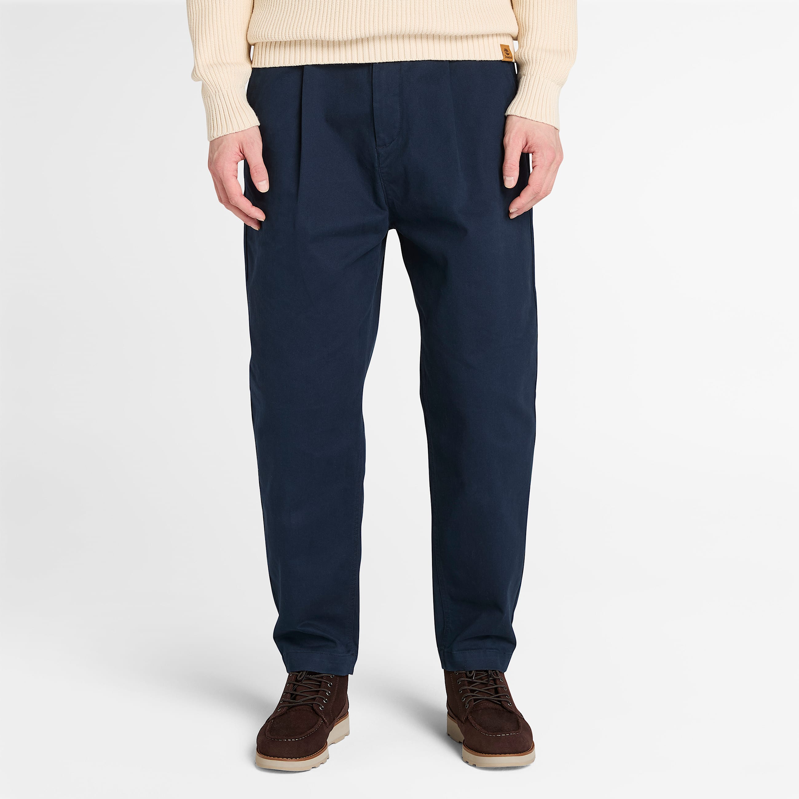 Pantalon pliss en serg toucher peau de pche dlav Claremont pour homme en bleu fonc TBL bleu HERO