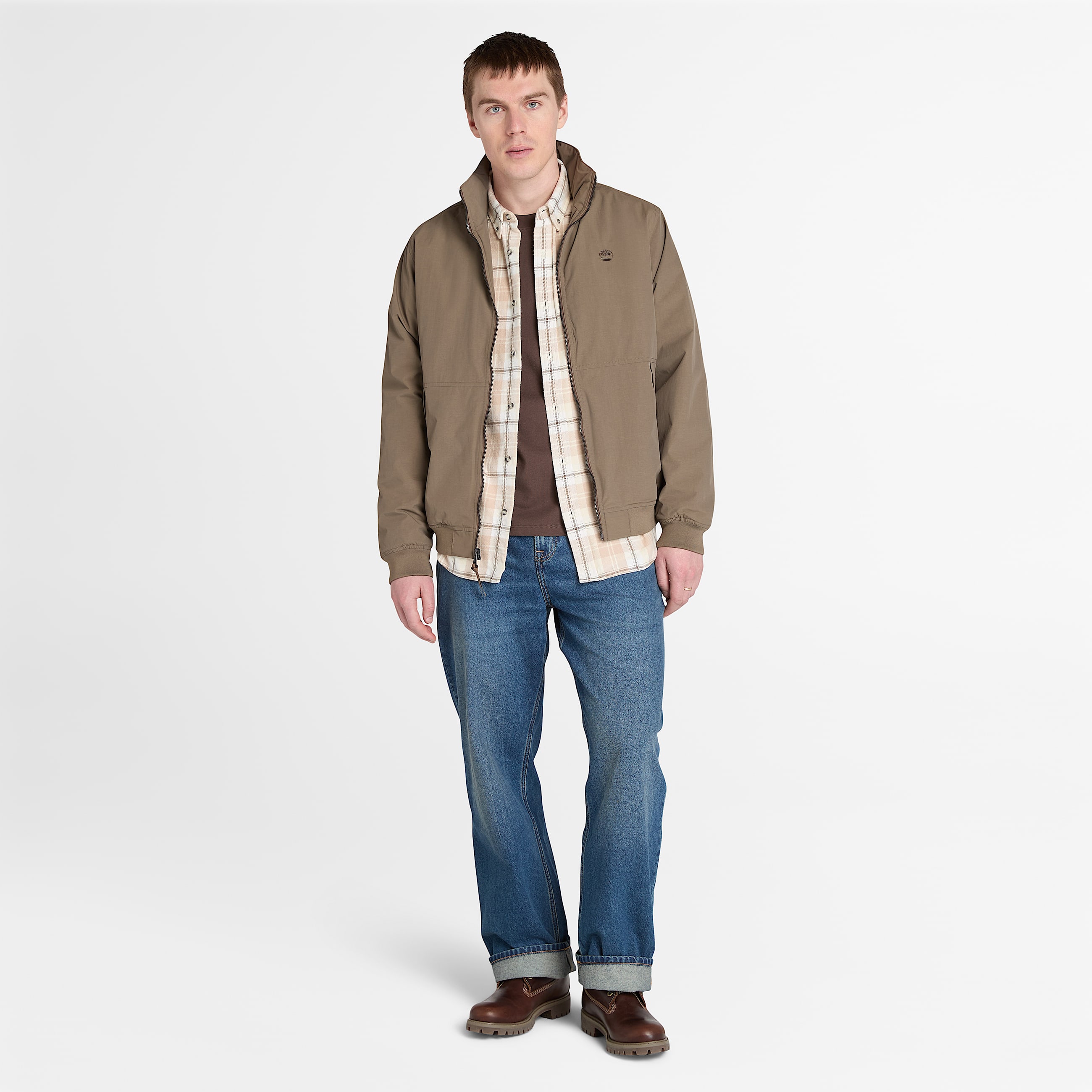 Chemise  carreaux en flanelle pour homme en beige TBL beige ALT1