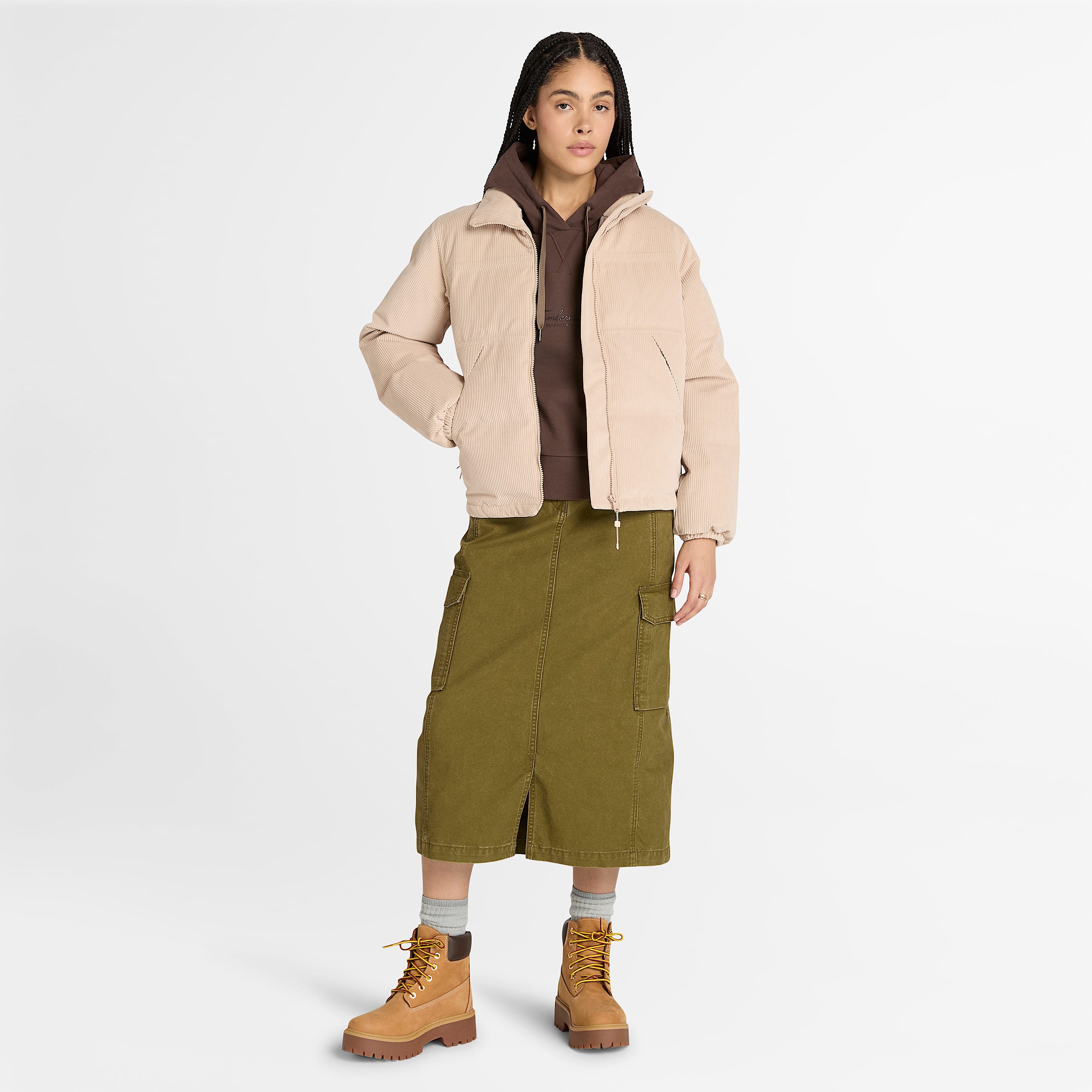 Welch Mountain Waterproof Corduroy Puffer Jacket for Women in Beige TBL Beige ALT1