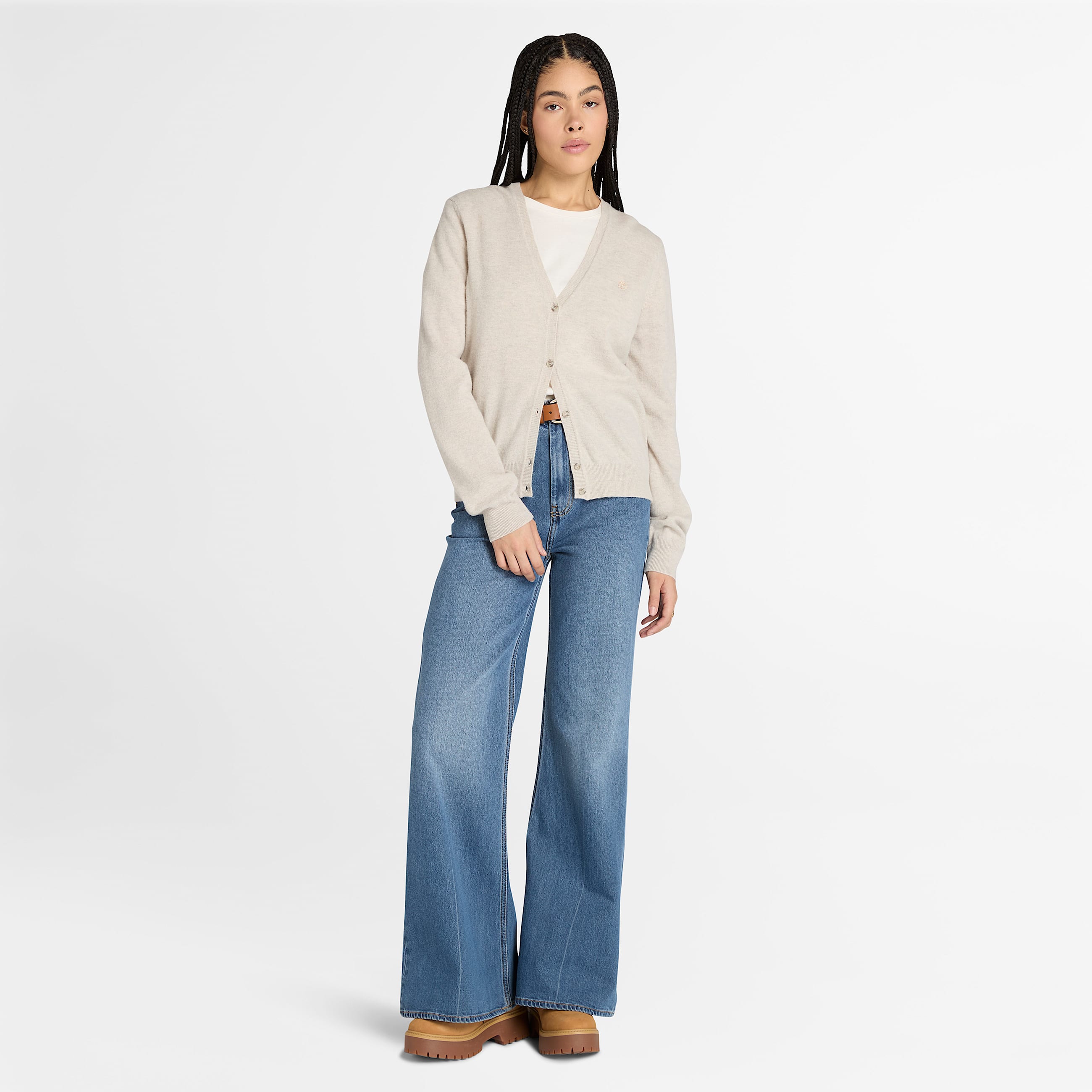 Timberland Merino Cardigan for Women in Beige TBL Beige ALT1
