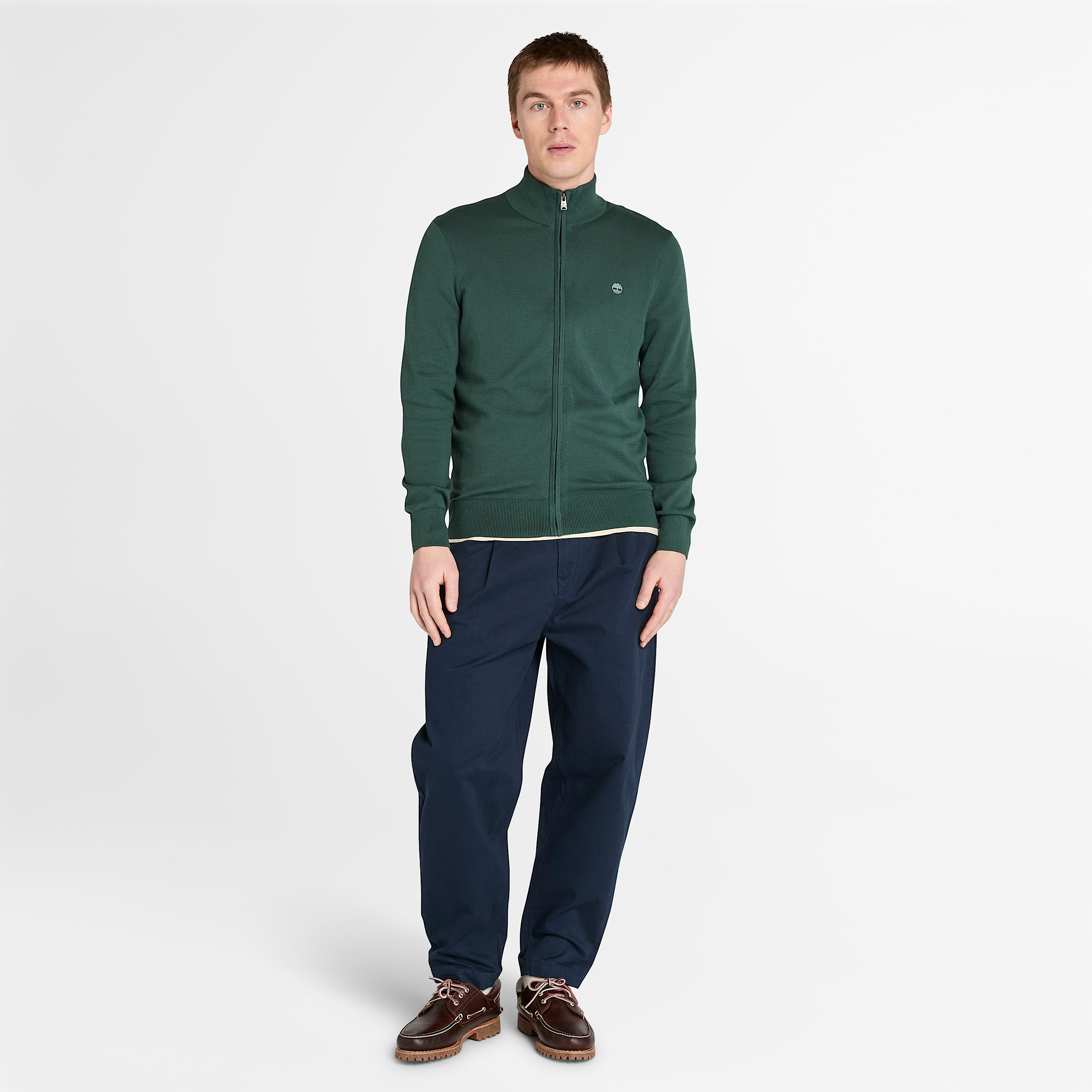 Pull zipp en coton Williams River pour homme en vert fonc TBL Verte ALT1