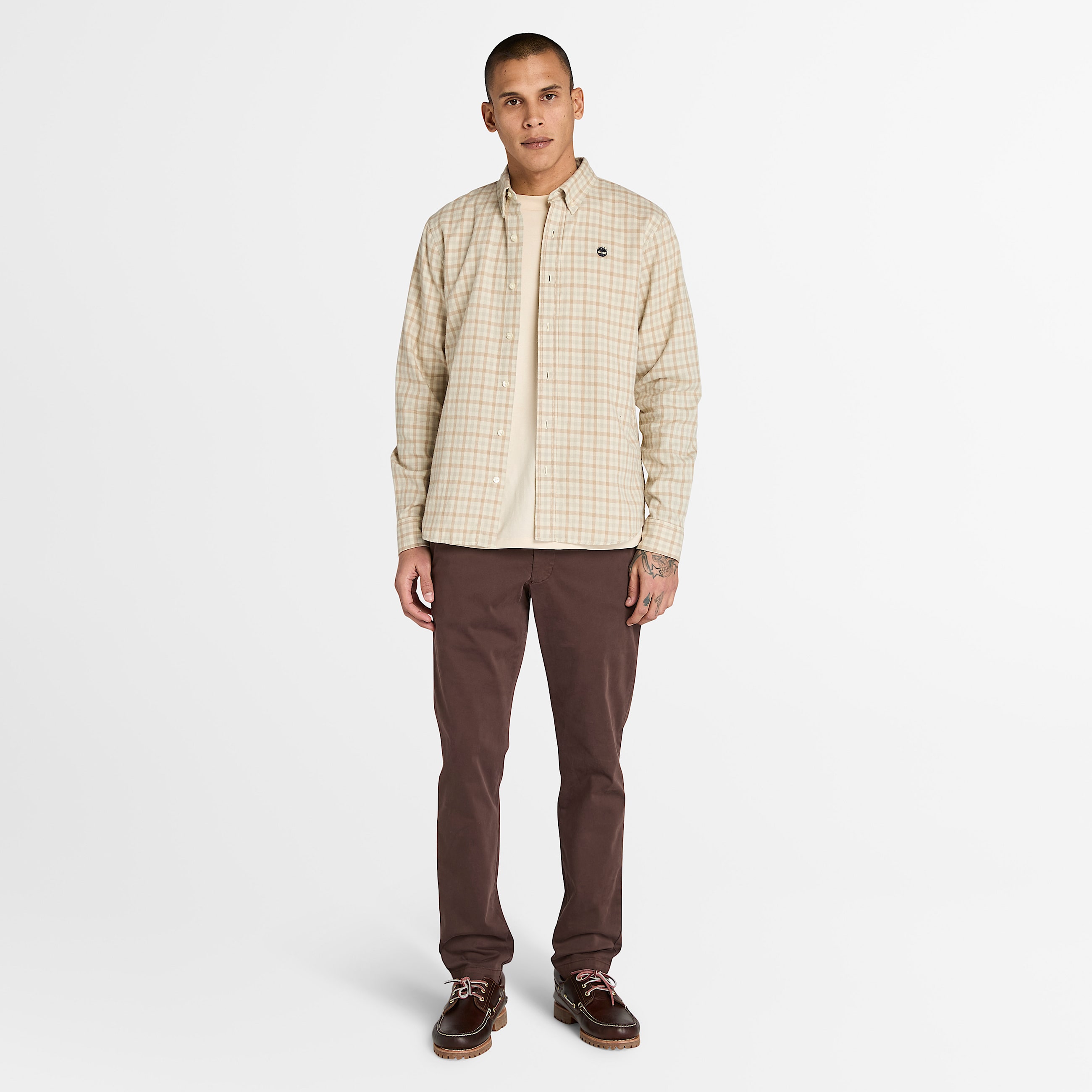 Solucell Air Gingham Shirt for Men in Beige TBL Beige ALT1
