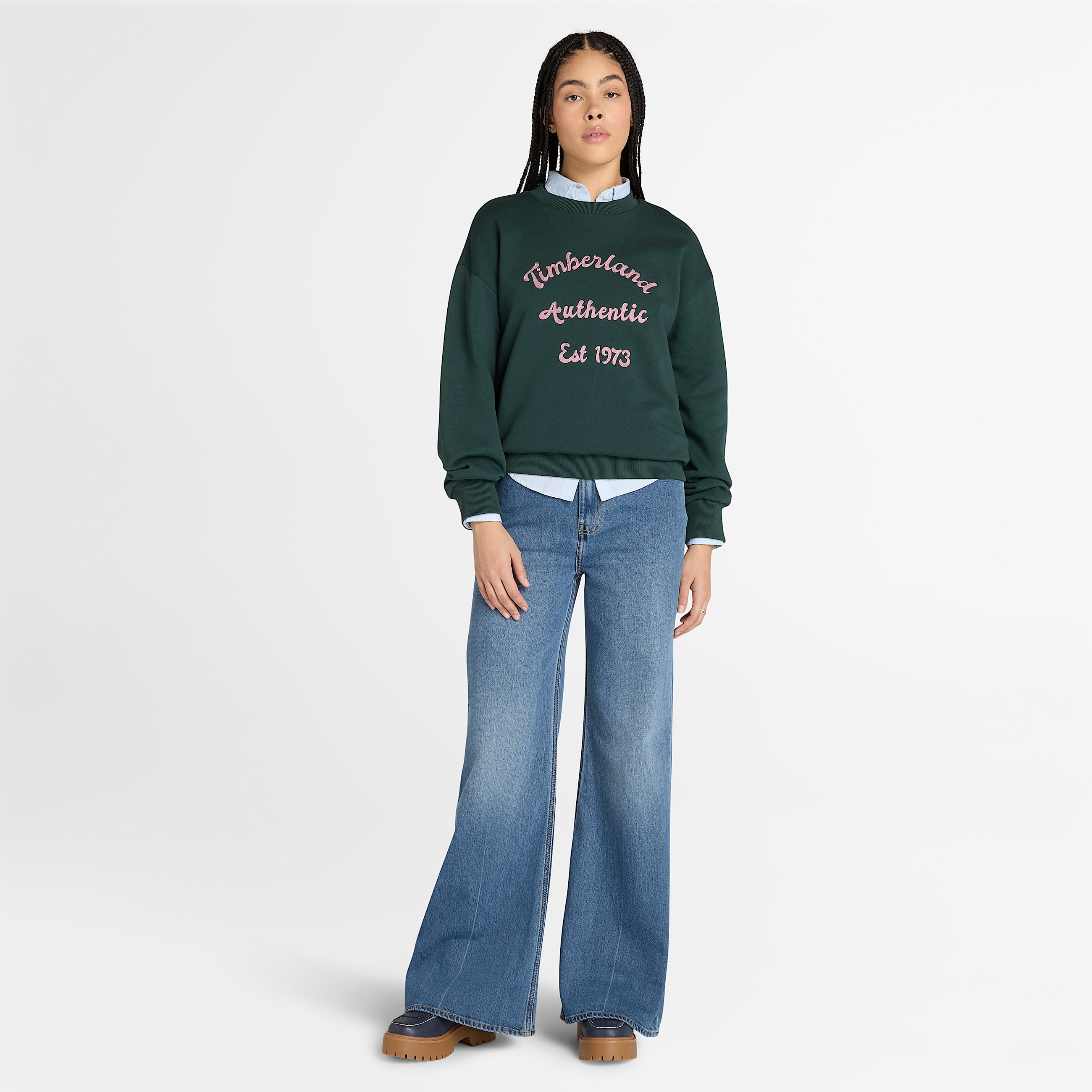 Pantalon vas en denim pour femme en bleu TBL bleu ALT1